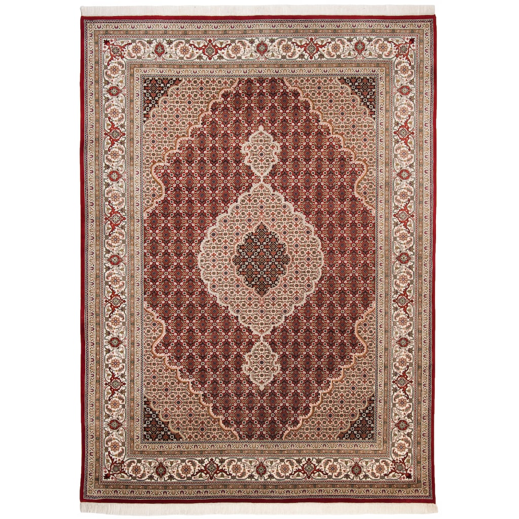 THEKO Orientteppich »Mahi Tabriz«, rechteckig, handgeknüpft, Material: 80%Wolle, 20% Seide, mit Fransen