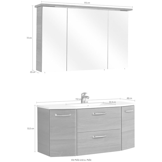 PELIPAL Badmöbel-Set »Quickset 328«, (2 St.), Spiegelschrank inkl.  LED-Beleuchtung, Waschtisch-Kombination online bestellen