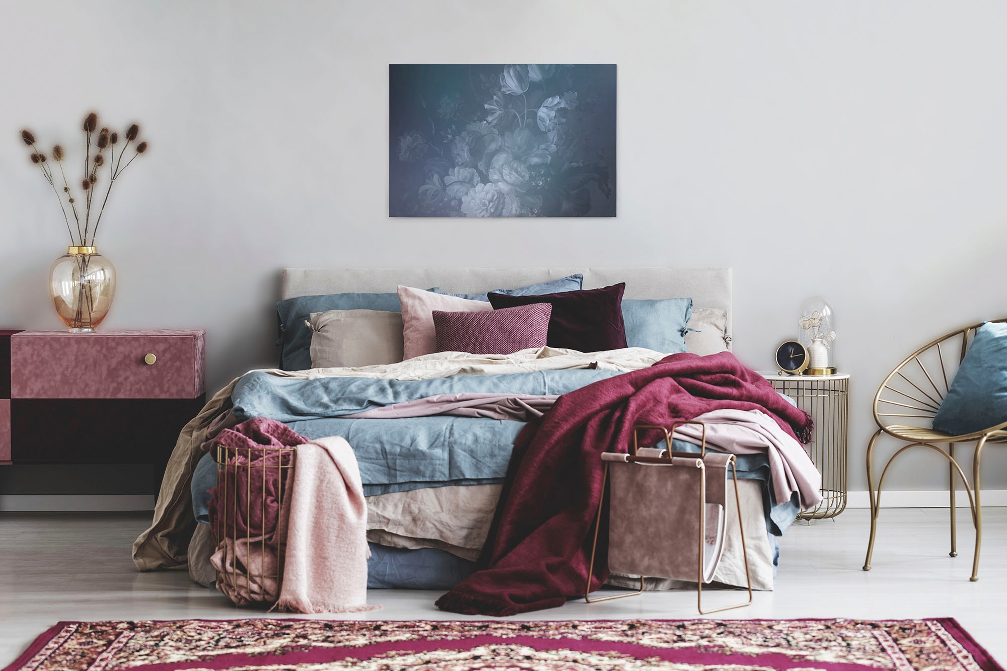 A.S. Création Leinwandbild »dutch pastel«, Kunst-Blumen-Kinder, (1 St.), Keilrahmen Bild Floral Rosen Leinwand-Bild Wohnzimmer modern Wandbild