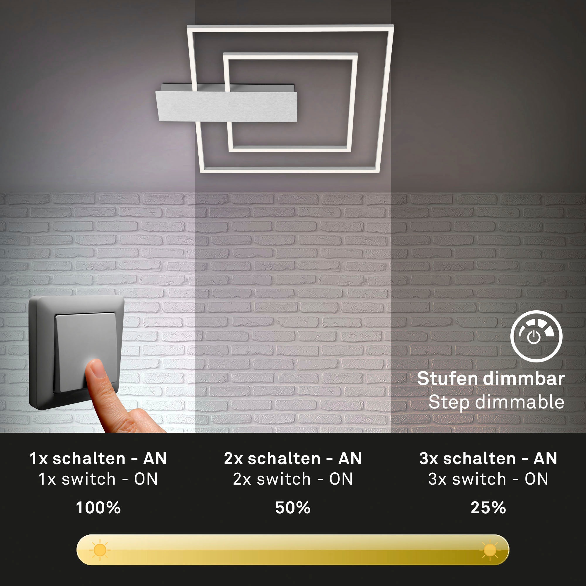 Briloner Leuchten Deckenleuchte »Deckenleuchte NICO DUO«, aluminiumfarbig, günstig online kaufen