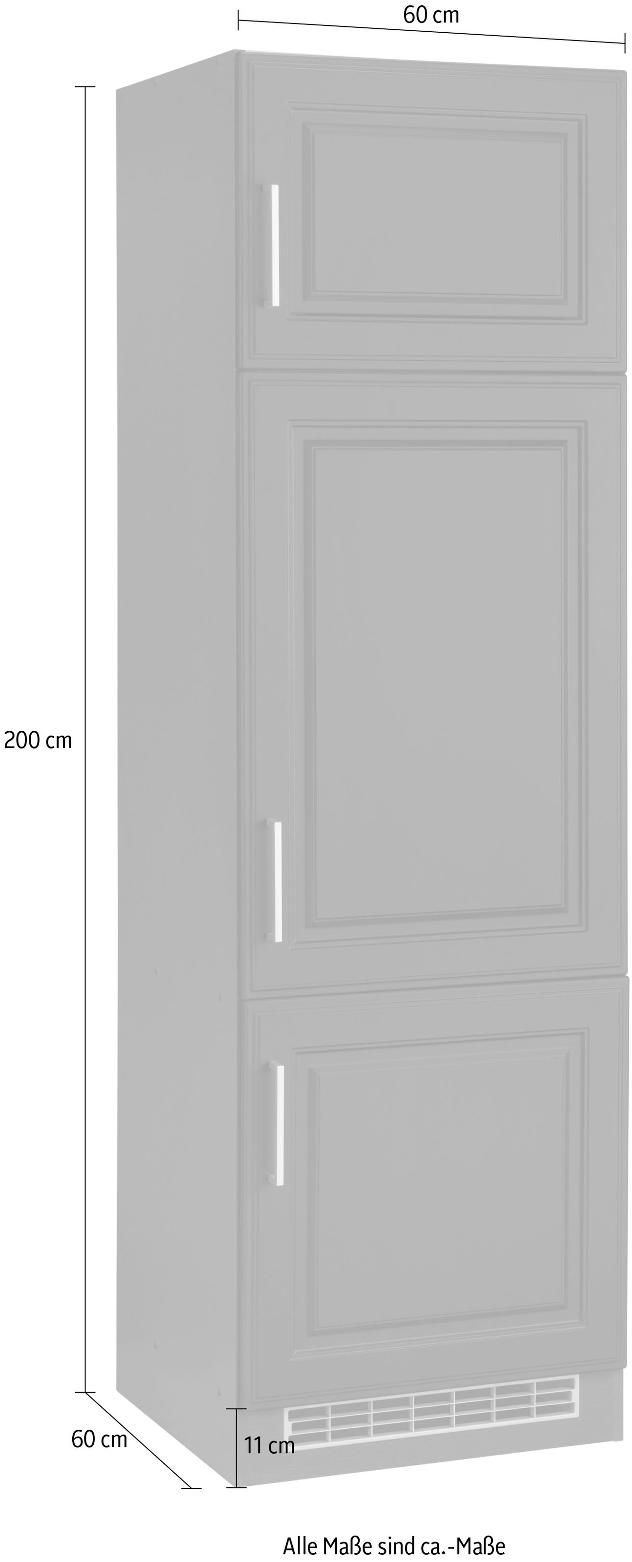 HELD MÖBEL Kühlumbauschrank »Stockholm«, 60 cm breit, hochwertige MDF-Fronten mit Fräsung