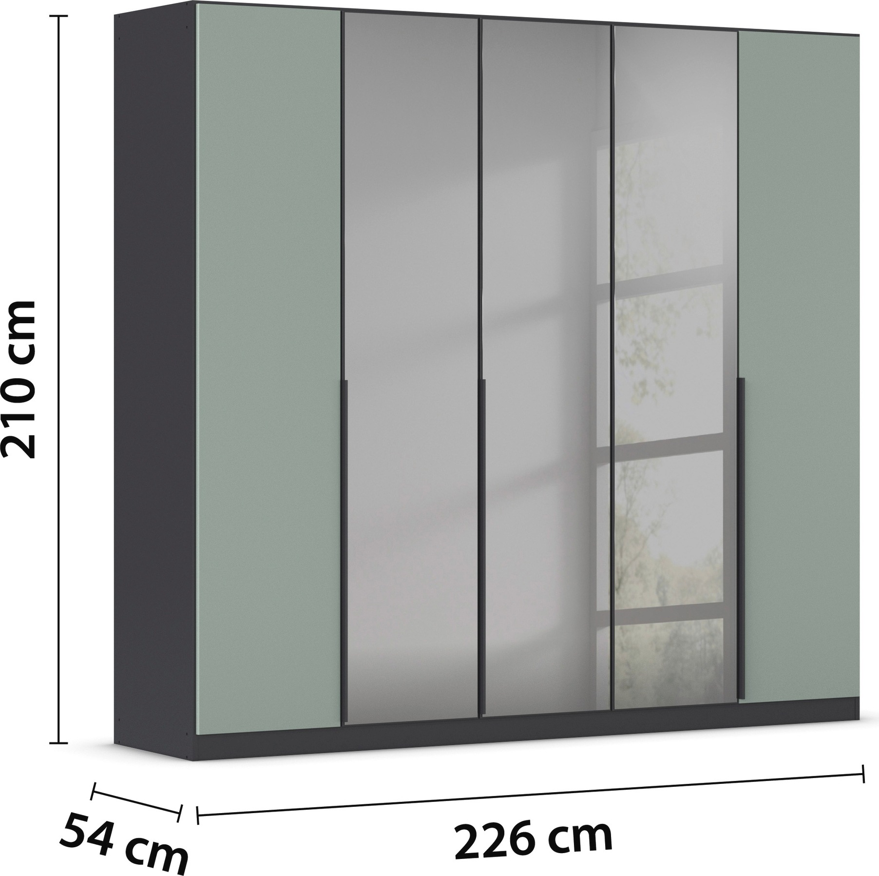 INOSIGN BY RAUCH Drehtürenschrank »Ferris Schrank Breite 2,10m BESTSELLER Schlafzimmerschrank«, Kleiderschrank mit Spiegel in den Ausführungen BASIC/CLASSIC/PREMIUM