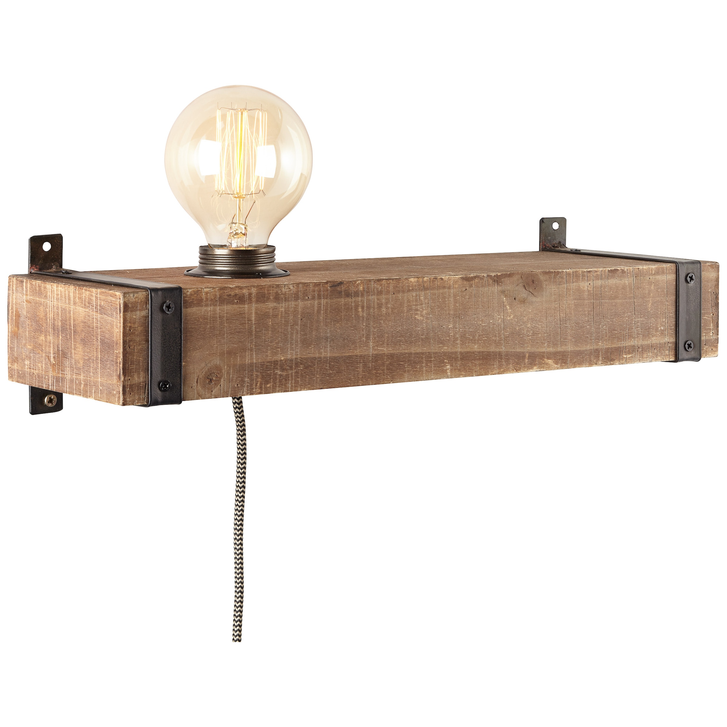 Brilliant Wandleuchte »Woodhill«, 1 flammig, Leuchtmittel E27 | ohne Leuchtmittel, Wandlampe mit Zuleitung und Schalter antik/schwarz