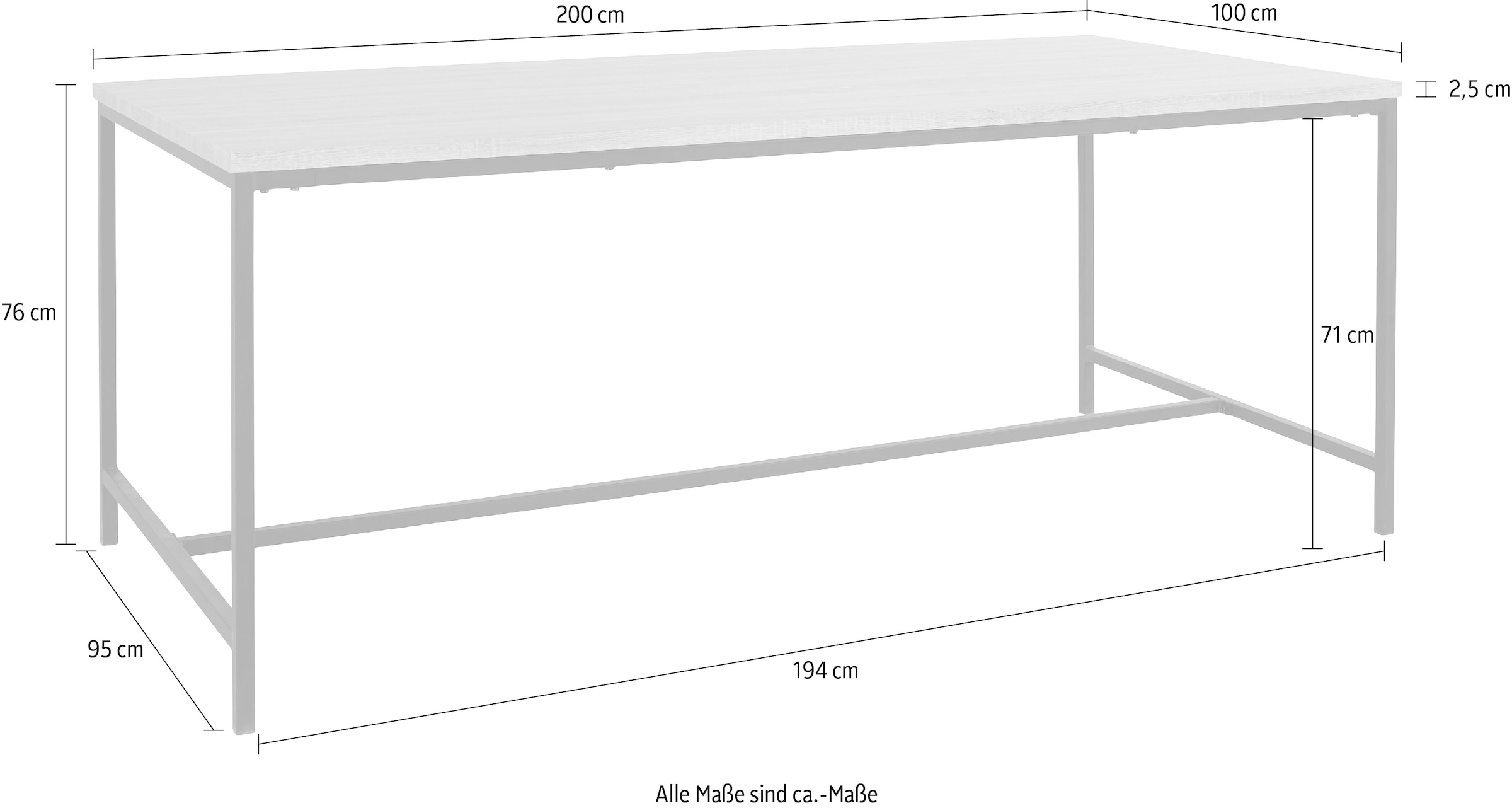 andas Esstisch »Vadum«, Struktur, 76 mit Höhe online cm Tischplatte St.), fühlbare und (1 in kaufen Holzoptik einer