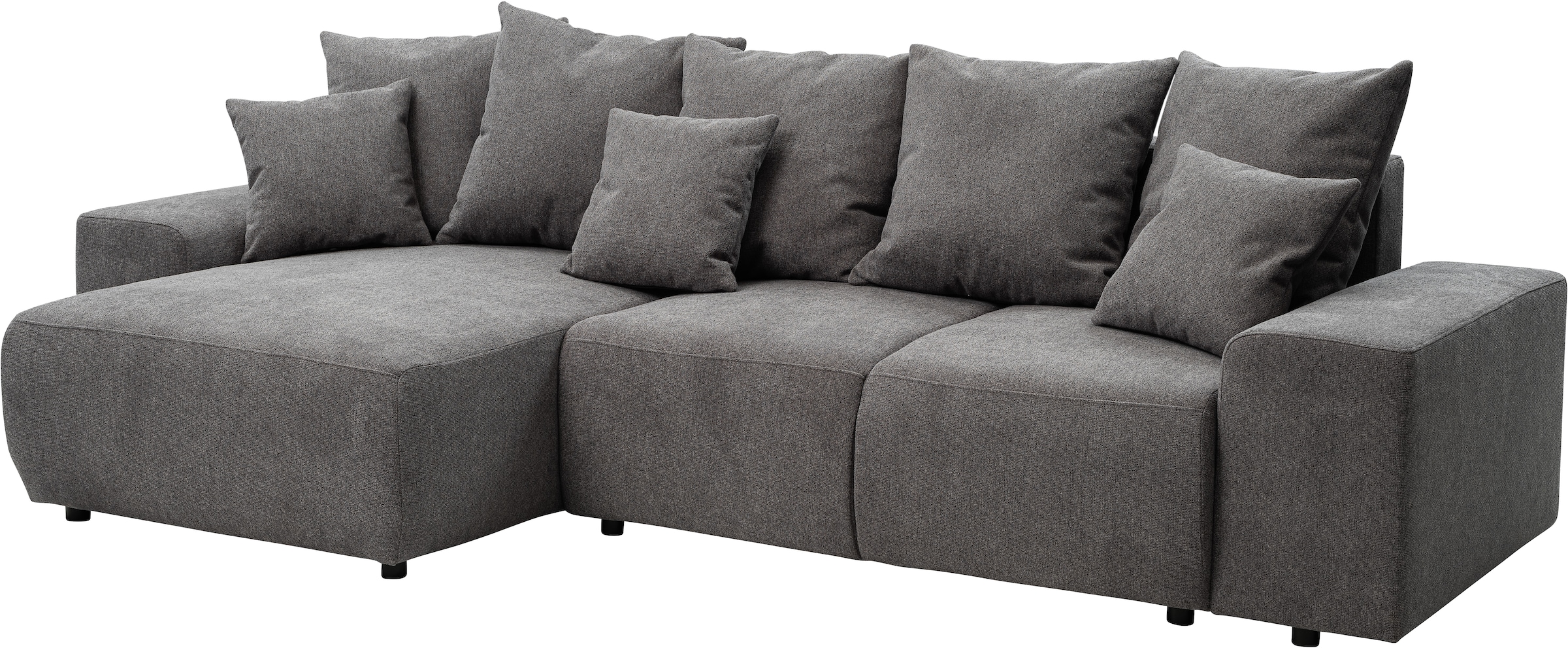 WERK2 Ecksofa »Riwa, modernes Sofa zum Kuscheln und Entspannen, Breite 300cm, L-Form«, Trendiges Ecksofa mit vielen Kissen, Schlaffunktion & Bettkasten
