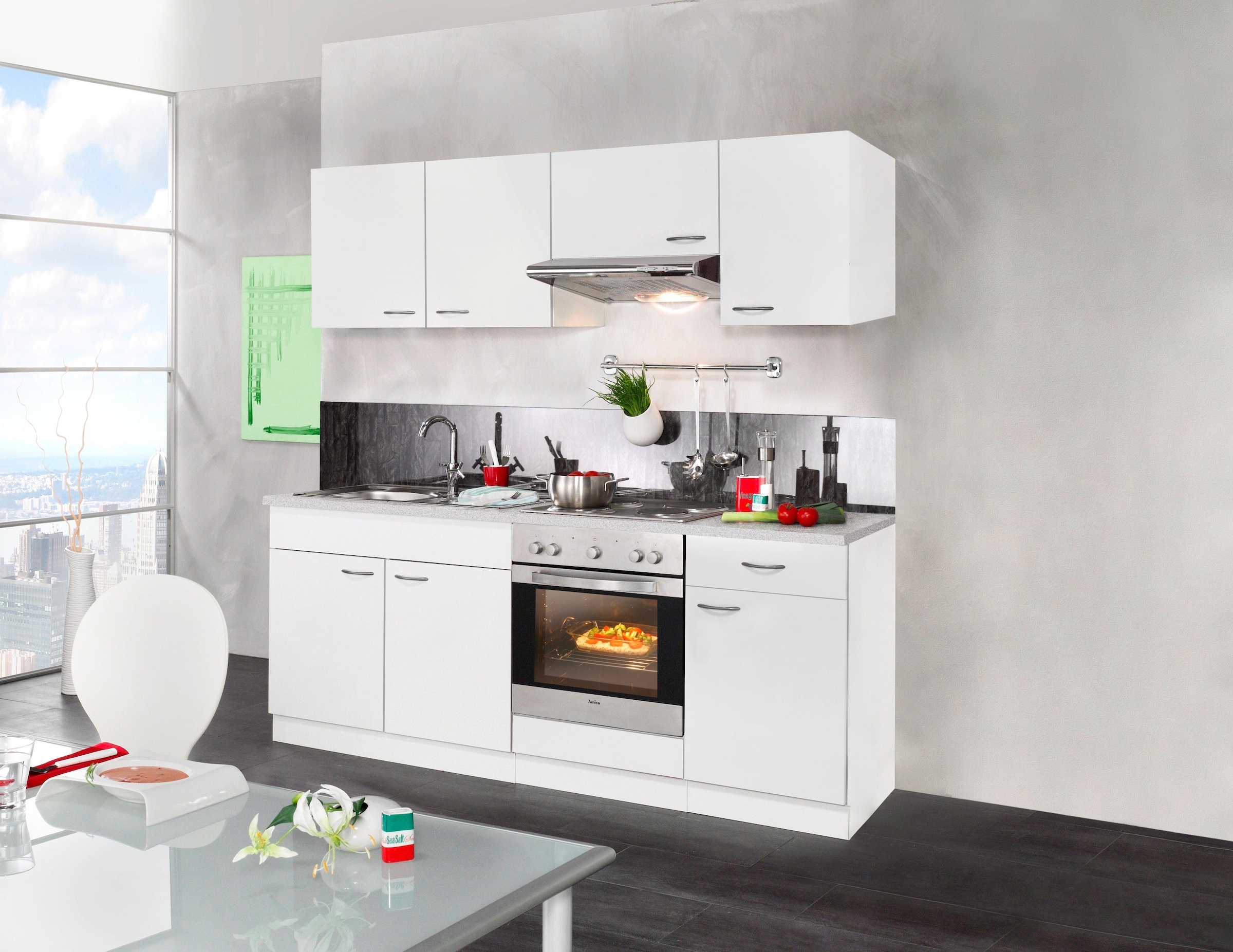 wiho Küchen Küchenzeile »Valencia«, mit E-Geräten, Breite 210 cm online  kaufen