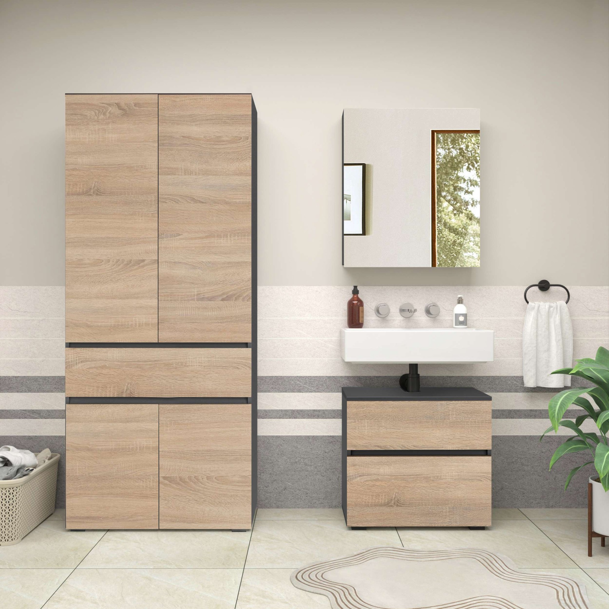 Home affaire Badmöbel-Set »Wisla« Set, 2 Stk. tlg. Spiegelschrank, WBU mit günstig online kaufen