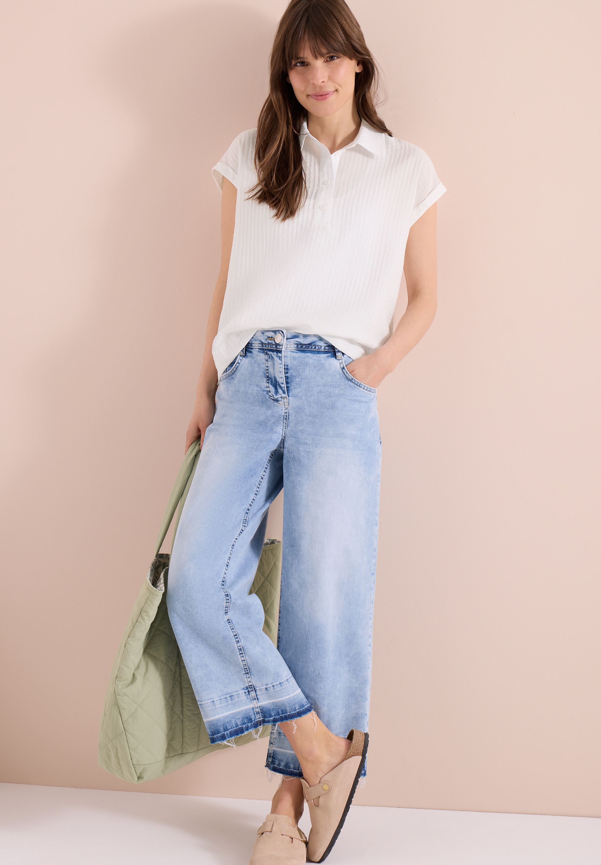 Cecil Kurzarmbluse mit dekorativer Knopfleiste