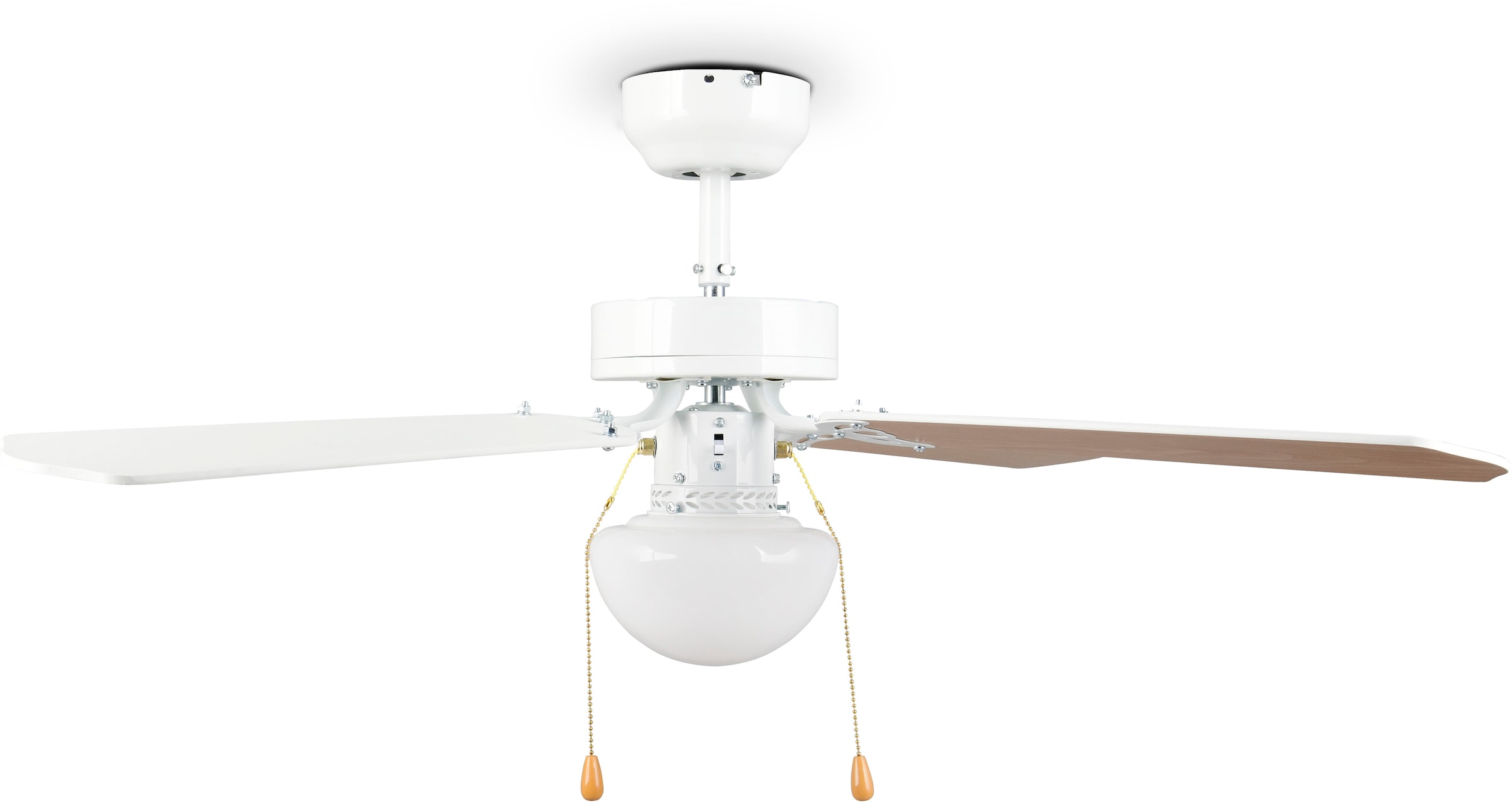 REALITY Leuchten Deckenleuchte »HAMMERFEST mit Ventilator, Deckenventilator mit Zugschalter, 3 Stufen« E27 1 Stk. warmweiß - kaltweiß exkl 1x E27 Leuchtmittel, Ø 106cm Höhe 40cm, Vor- & Rücklauf Funktion