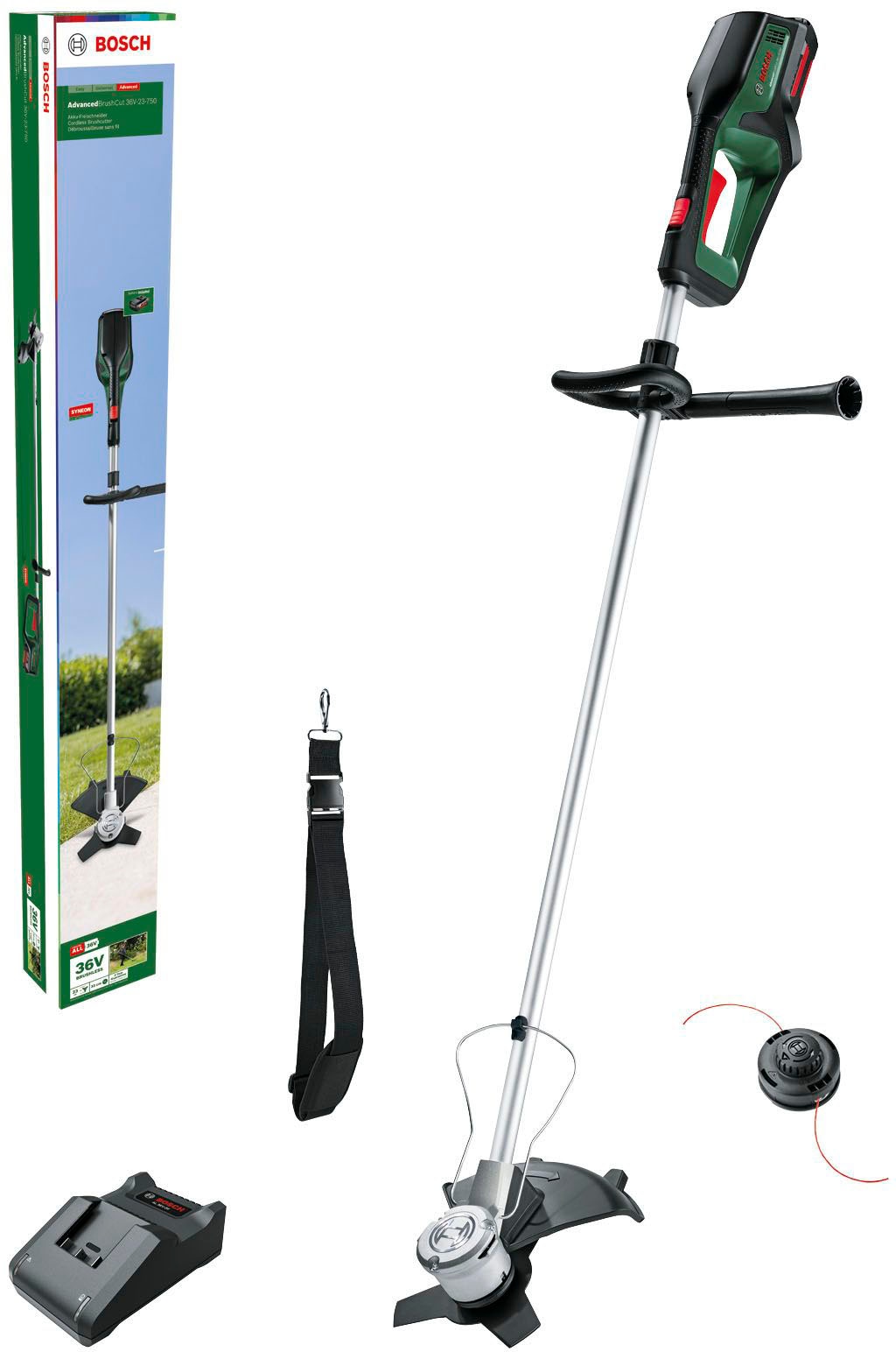 Bosch Home & Garden Akku-Rasentrimmer »AdvancedBrushCut 36V-23-750«, mit Aku 36V/2,0 Ah