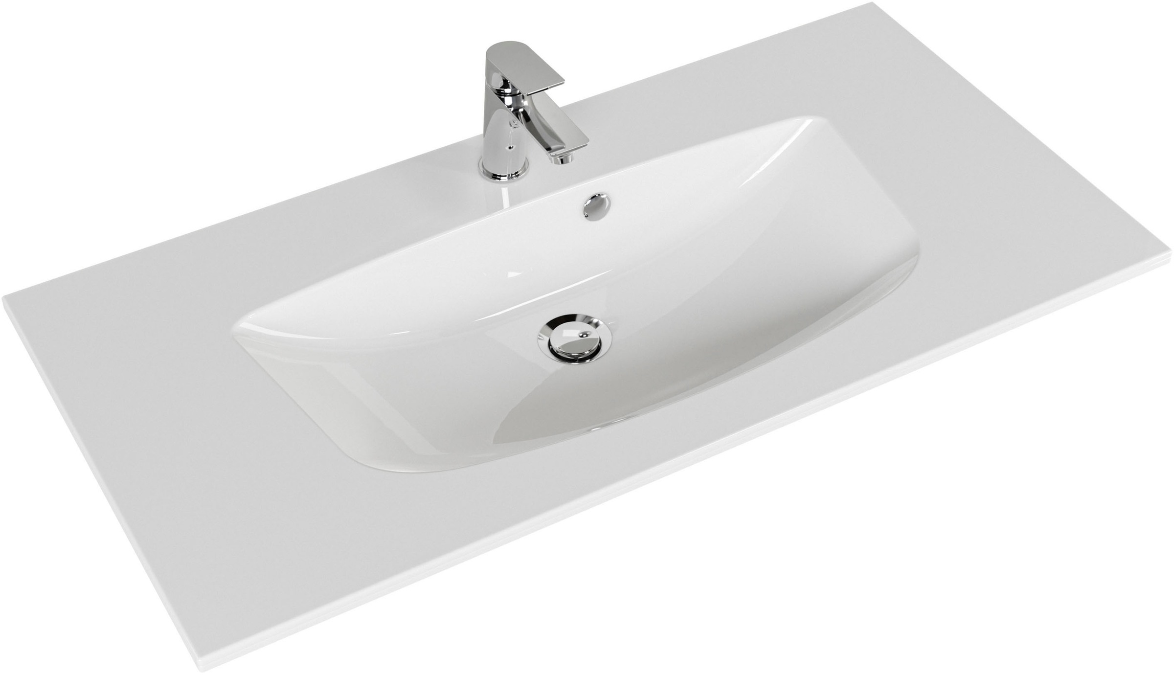 Saphir Badmöbel-Set »Serie 6025 2-teilig Mineralmarmor-Waschtisch mit LED-Spiegelschrank«, (2 St.), Waschplatz 97 cm breit, 2 Schubladen, 3 Spiegel-Türen, inkl Türdämpfer