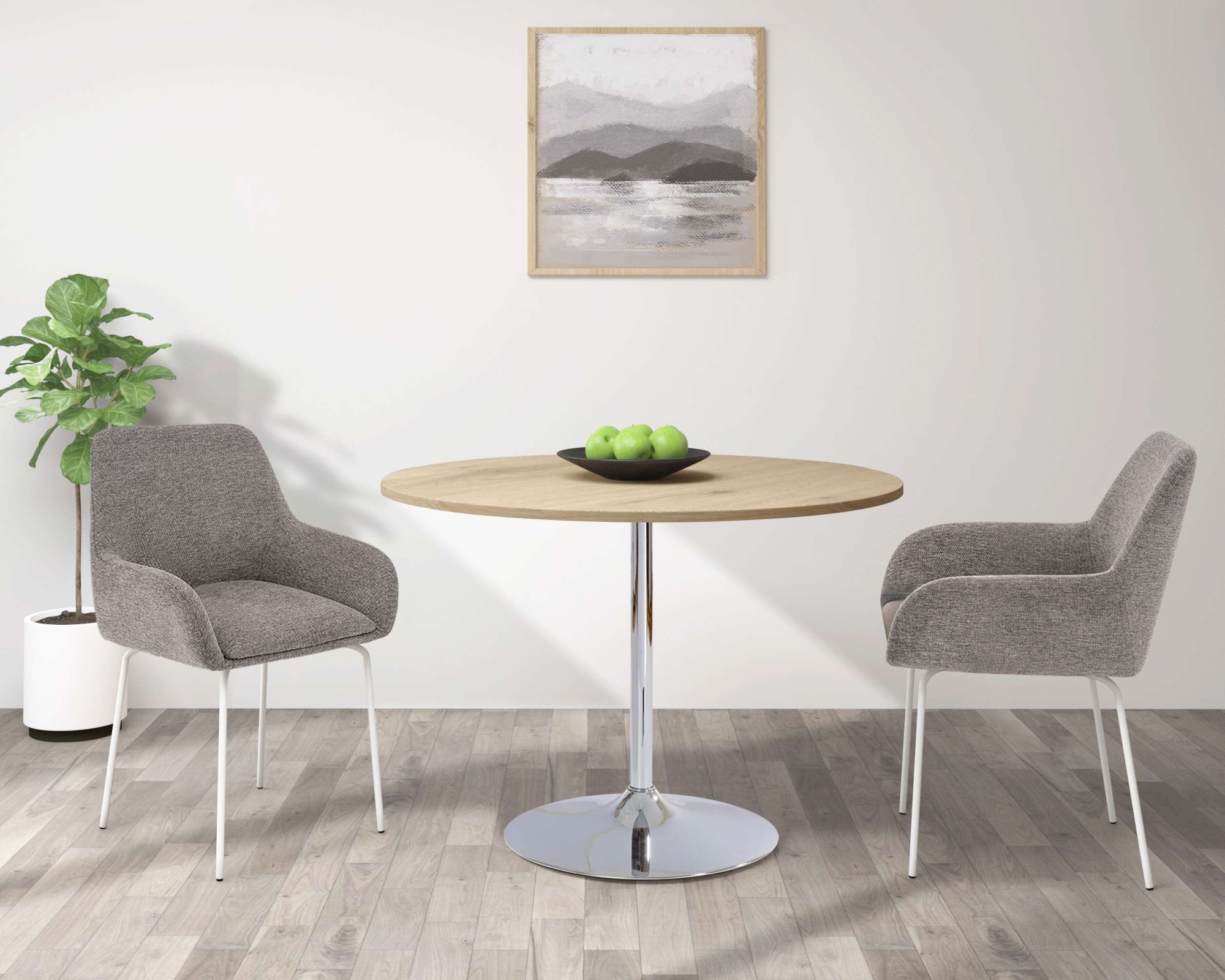 OTTO home Esstisch »Trompet« rund, Ø110 cm, Tischplatte Hochglanz oder Holzoptik, Trompetenfuß
