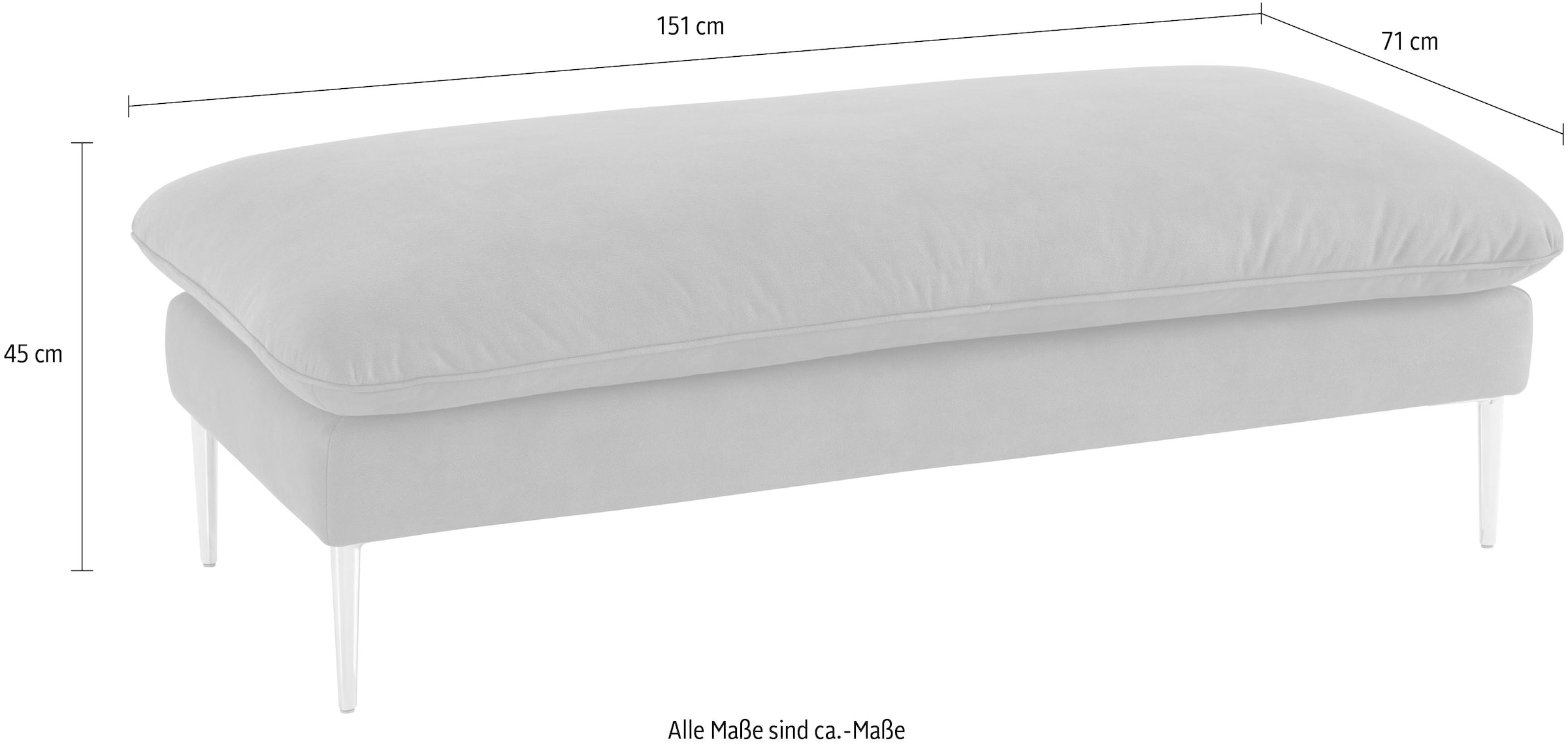 W.SCHILLIG Hocker »enjoy&MORE«, Füße Chrom glänzend, Breite 151 cm