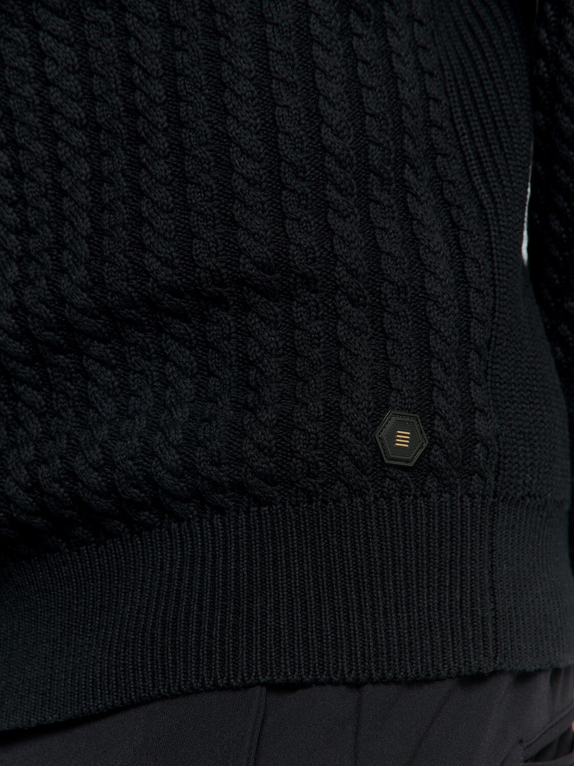 NO EXCESS Rollkragenpullover »No Excess Jacquard-Pullover mit Halbknopfleiste«