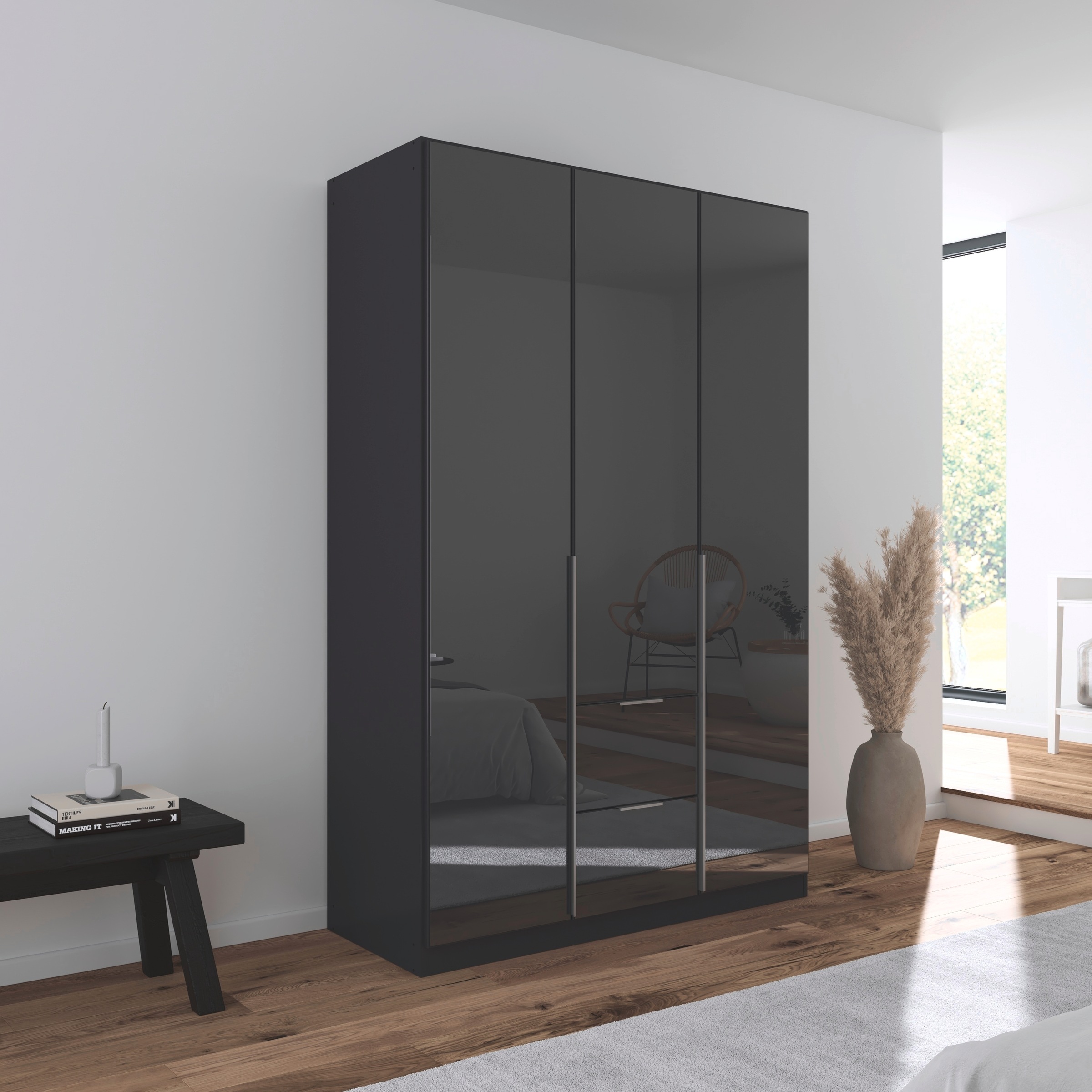 rauch Drehtürenschrank »Kleiderschrank Kleiderschränke Schrank Garderobe AGORDO mit Glasfront«, mit Außenschubkästen, in 6 Breiten und 2 Höhen MADE IN GERMANY