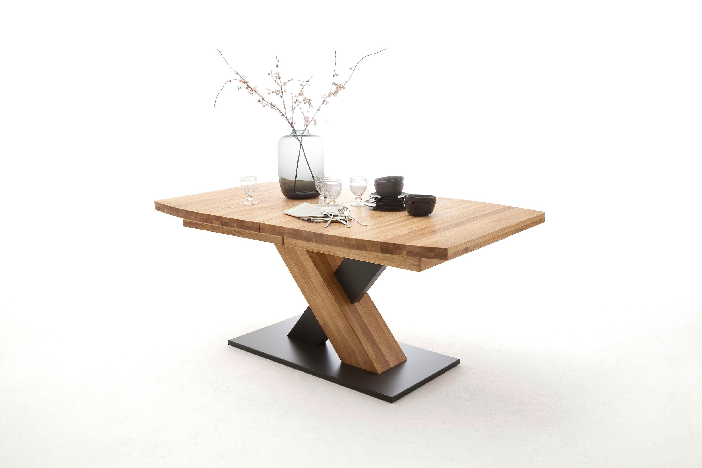 2. Bild von MCA furniture Esstisch »Mendoza«, Esstisch Bootsform mit X-Säule, ausziehbar
