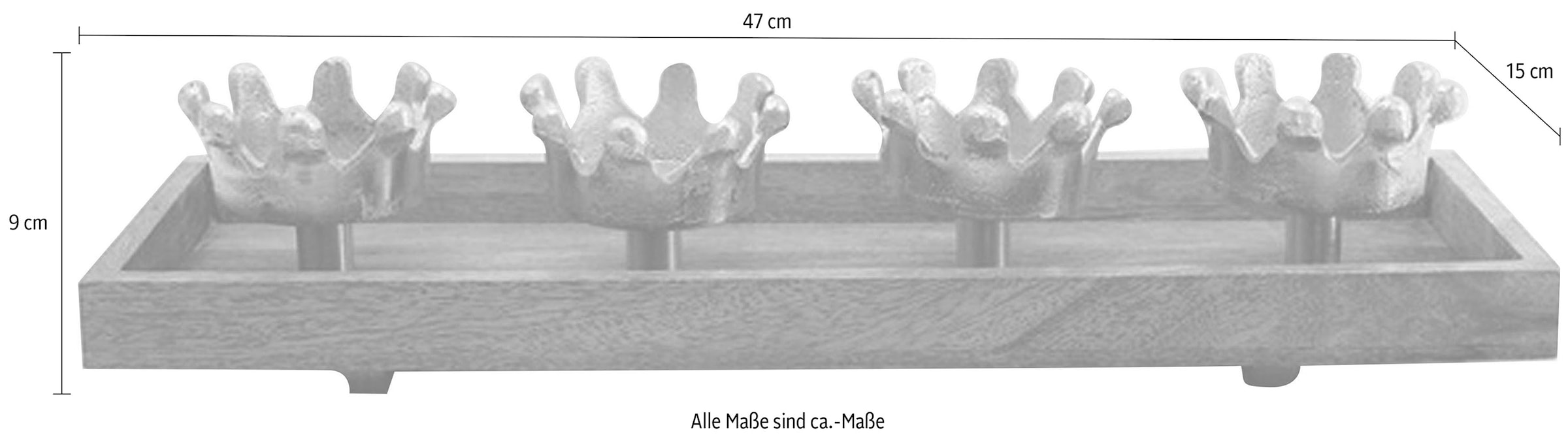 Home affaire Kerzenhalter »mit liebevoll gestalteten Krönchen«, (1 St.), Adventsleuchter aus Holz und Metall, Breite ca. 47 cm