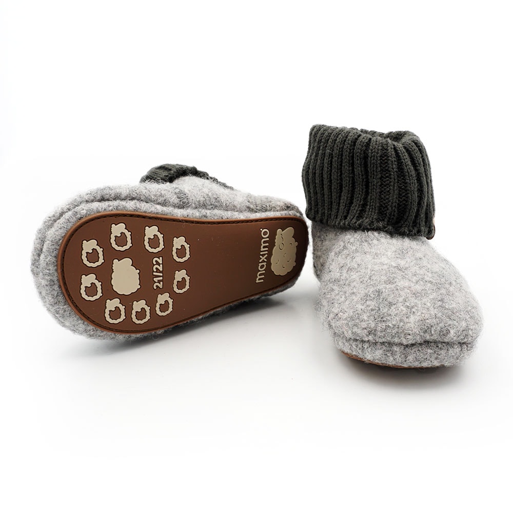 MAXIMO Lauflernschuh  1 Paar, 2 tlg.  Wolle, Anti-Rutsch-Sohle, Strickbündchen