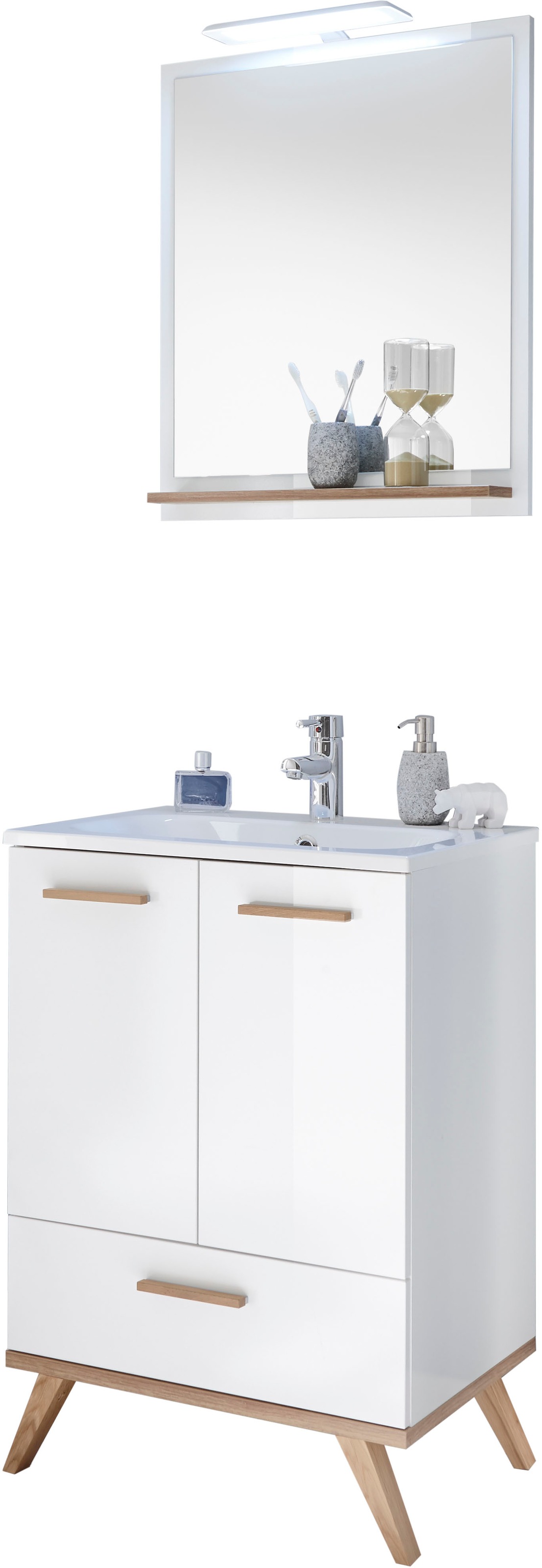 Saphir Badmöbel-Set »Quickset 2-teilig, Mineralmarmor-Waschtisch und LED-Sp günstig online kaufen