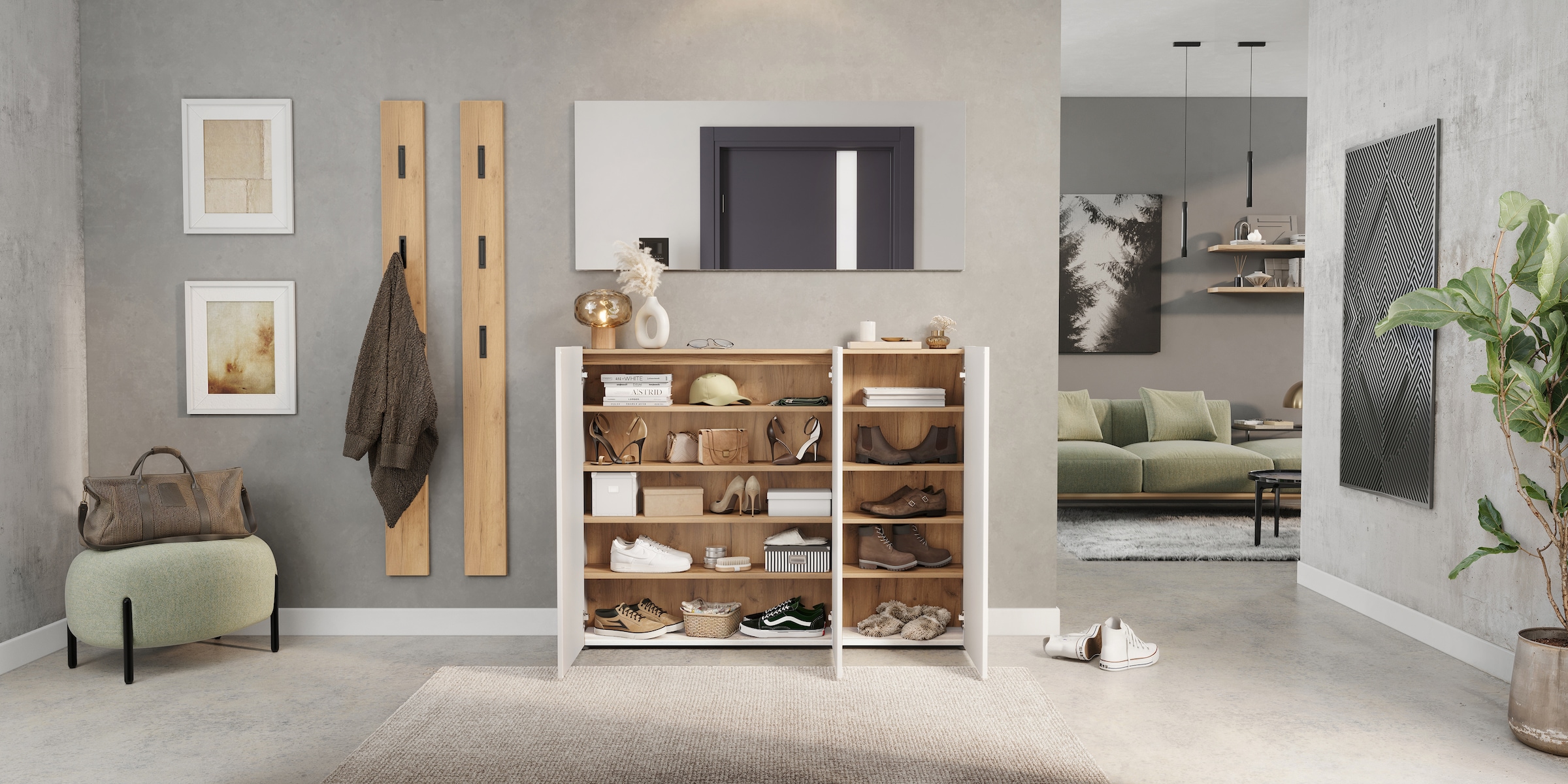 GERMANIA Mehrzweckschrank »GW-Libbiano«, (1 St.), ideal für schmale Flure, Breite 138 cm, in 3 verschiedenen Höhen