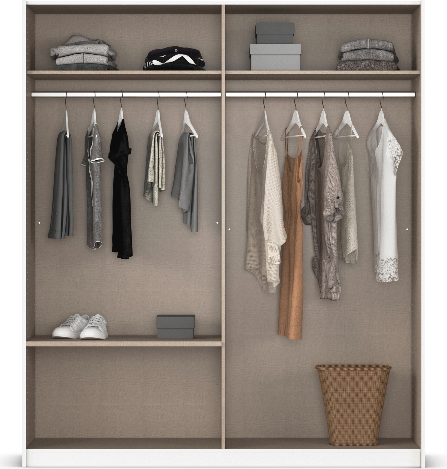 rauch Schwebetürenschrank »Kleiderschrank Schrank Garderobe Wäscheschrank ELARA mit Spiegel«, praktische Schubladen optional farblich abgesetzt MADE IN GERMANY