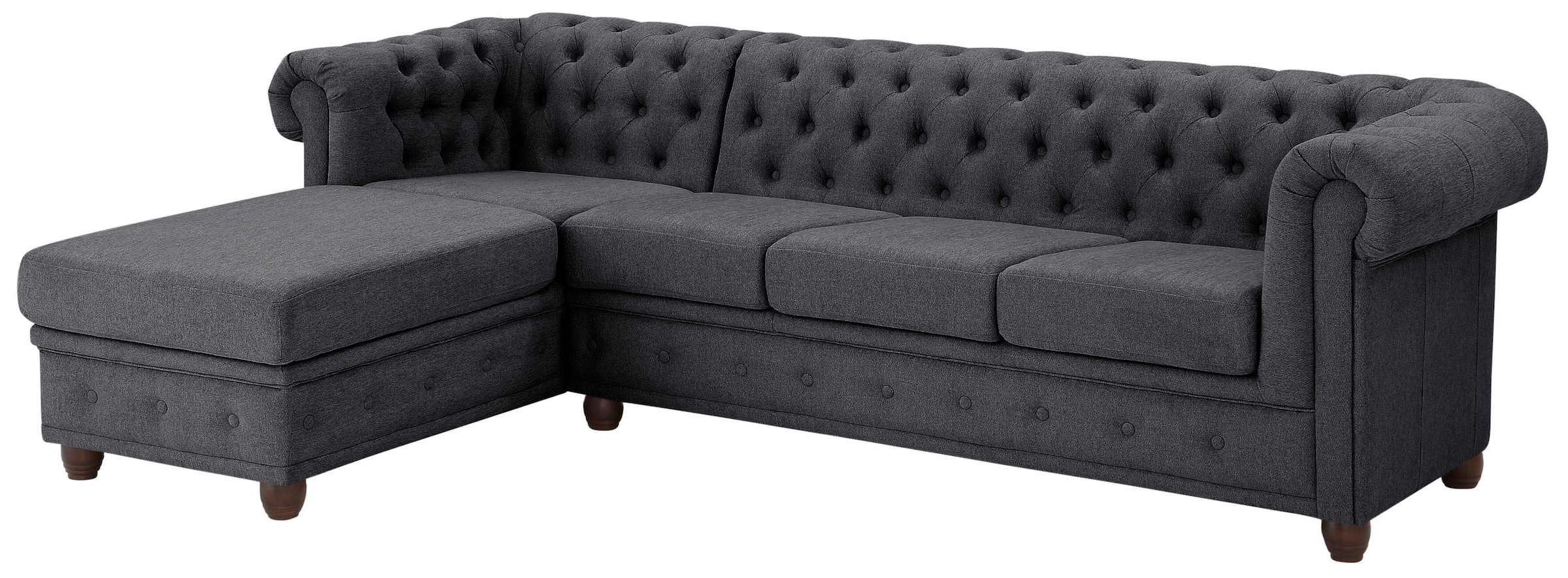 Home affaire Chesterfield-Sofa »New Castle L-Form«, hochwertige Knopfheftung in Chesterfield-Design, B/T/H: 255(171/72)