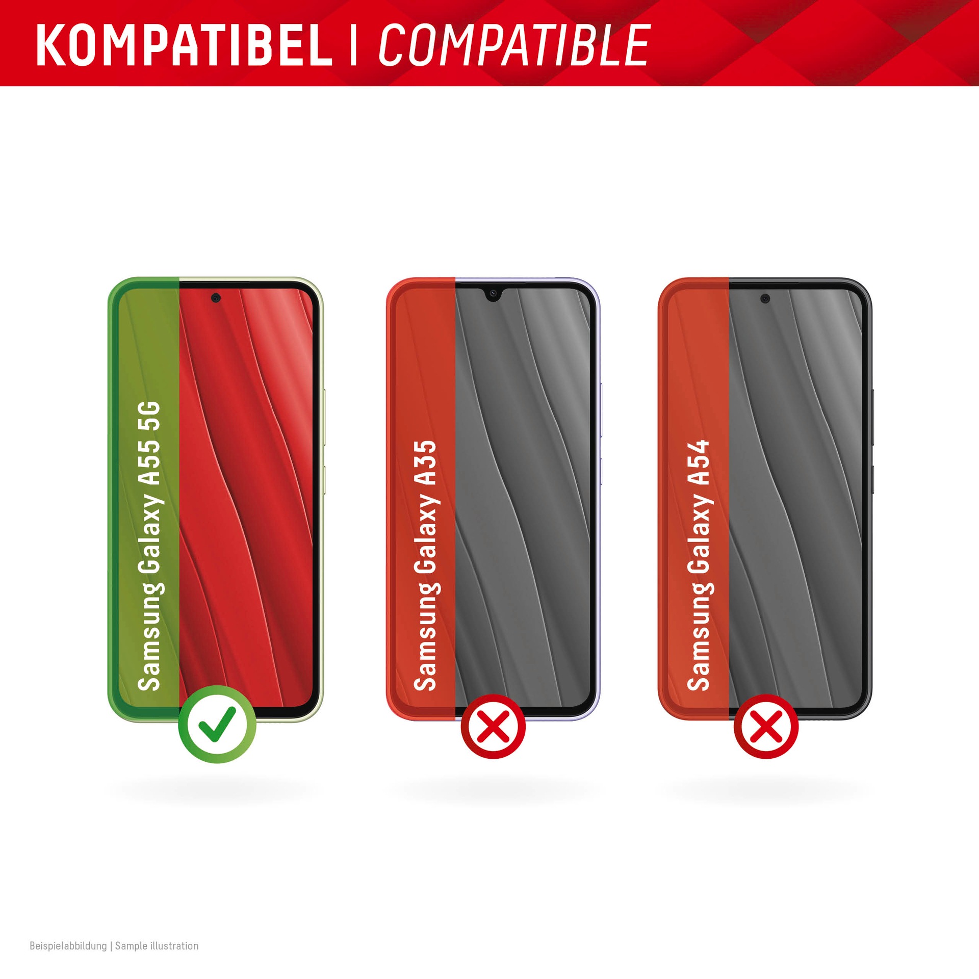 4. Bild von Displex Displayschutzglas »Real Glass + Case«, für Samsung Galaxy A55 5G, (1 St.), Bildschirmschutz, Displayschutzfolie,Einfach anbringen,kratz-&stoßfest