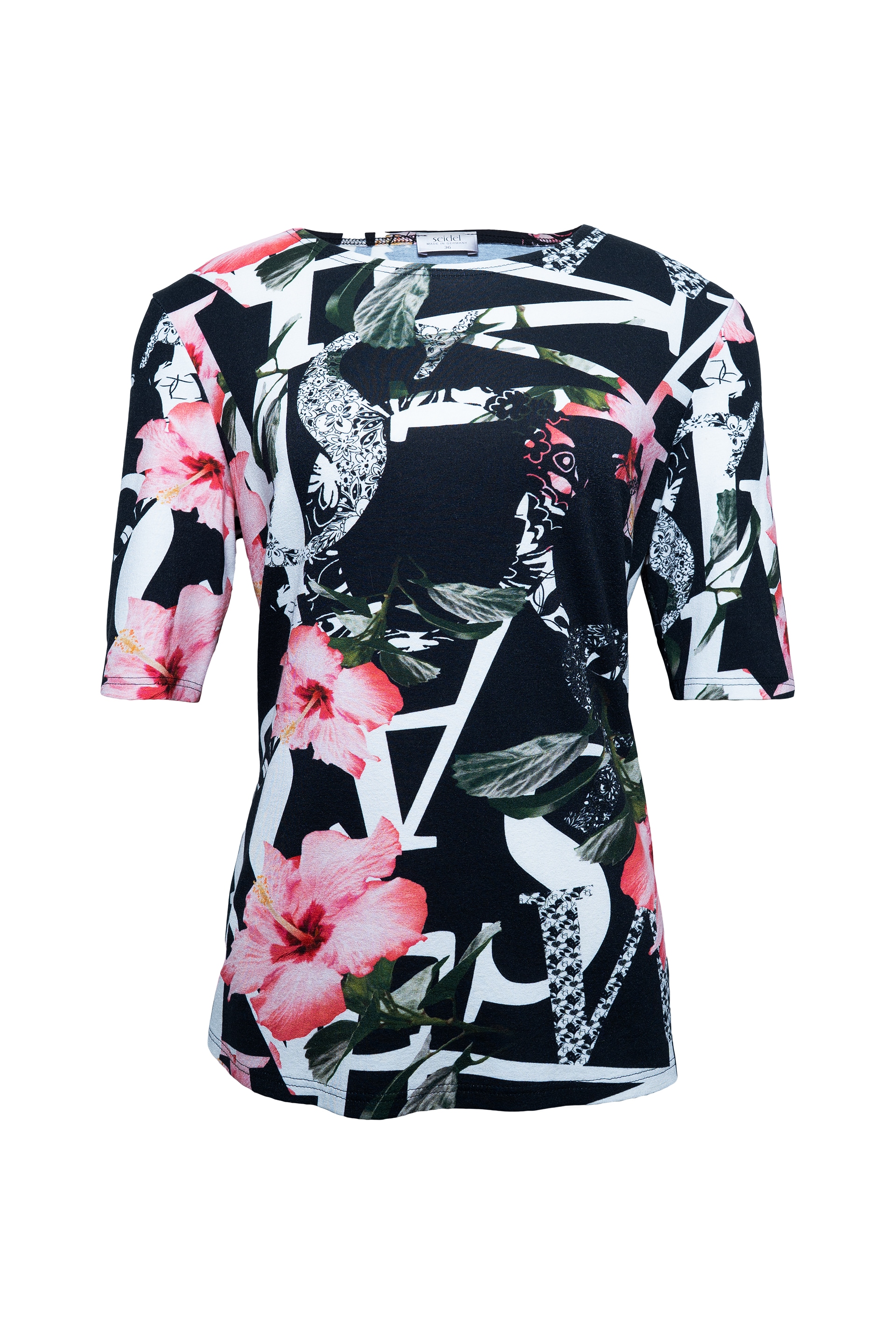 Seidel Moden T-Shirt, Sommershirt mit floralem Muster - MADE IN GERMANY