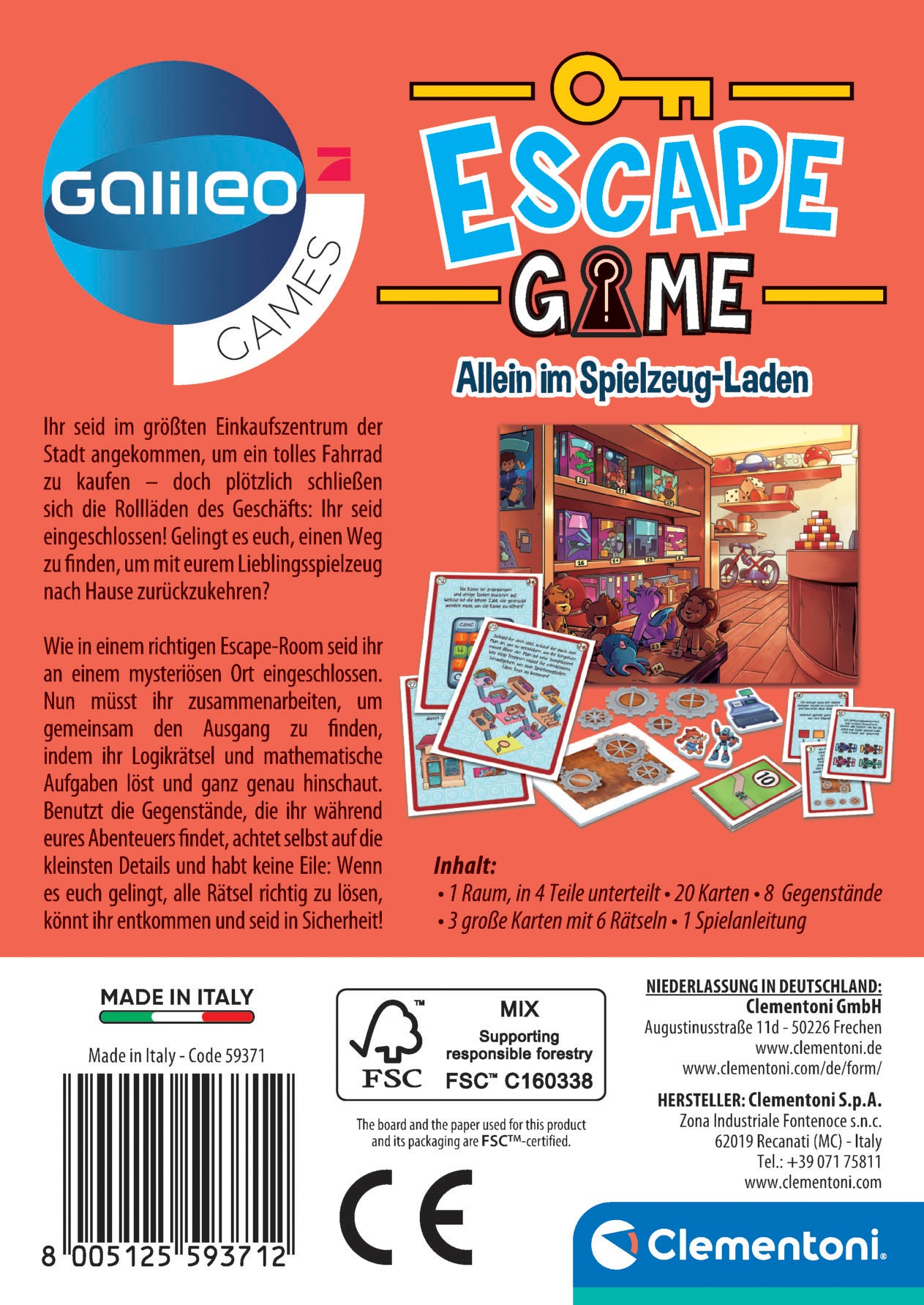 Clementoni® Spiel »Galileo Games, Escape Games, Allein im Spielzeug-Laden«, Made in Europe
