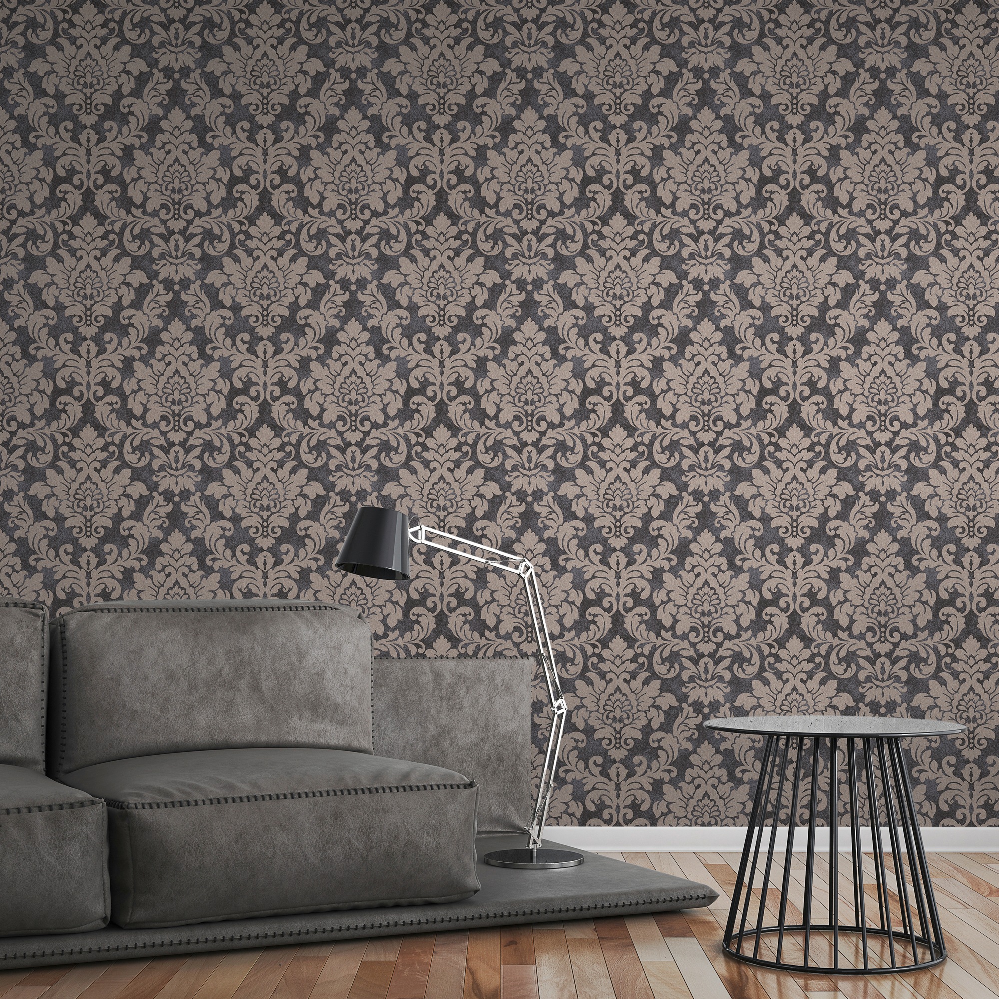 living walls Vliestapete »Trendwall mit Ornamenten barock«, Barock-ornamental-gemustert, Glitzertapete Ornament Tapete Barock Tapeten Wohnzimmer Schlafzimmer