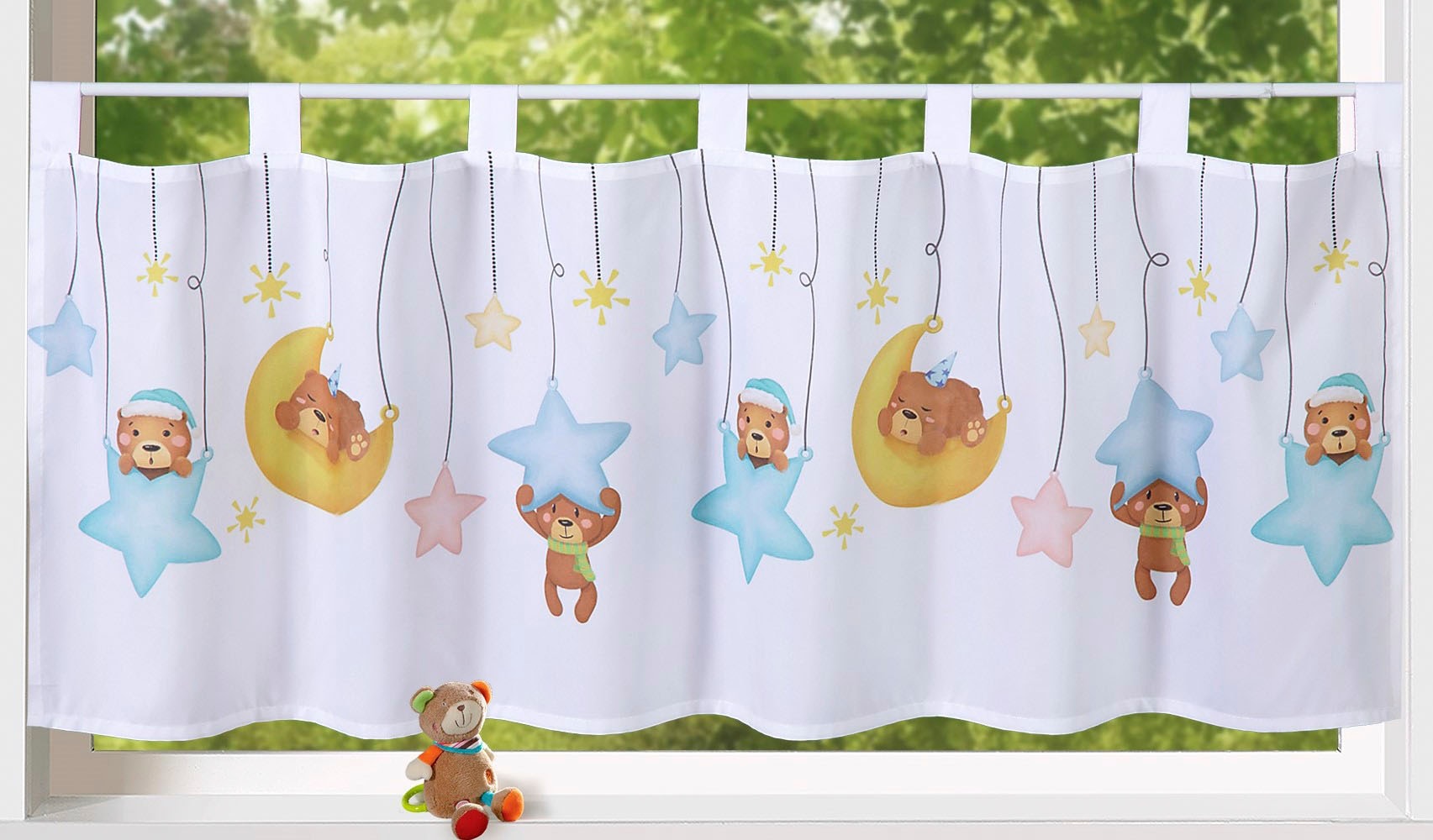 Weckbrodt Scheibengardine »Henry«, (1 St.), Bistro, Voile, Kinder, bedruckt, HxB 45x120cm, Gardine, Store