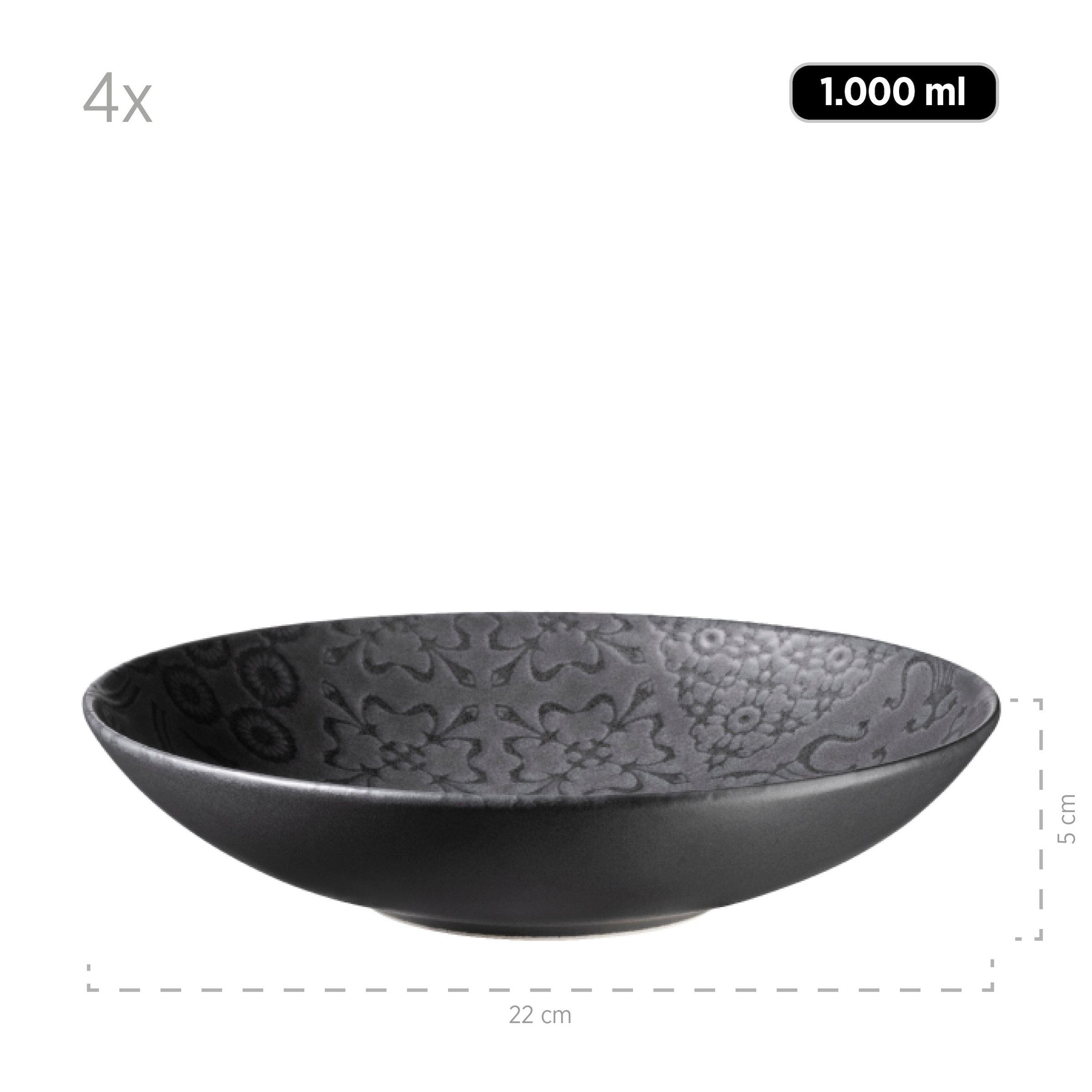 MÄSER Tafelservice »TRAD. TILES SCHWARZ, Geschirr Set, Steinzeug«