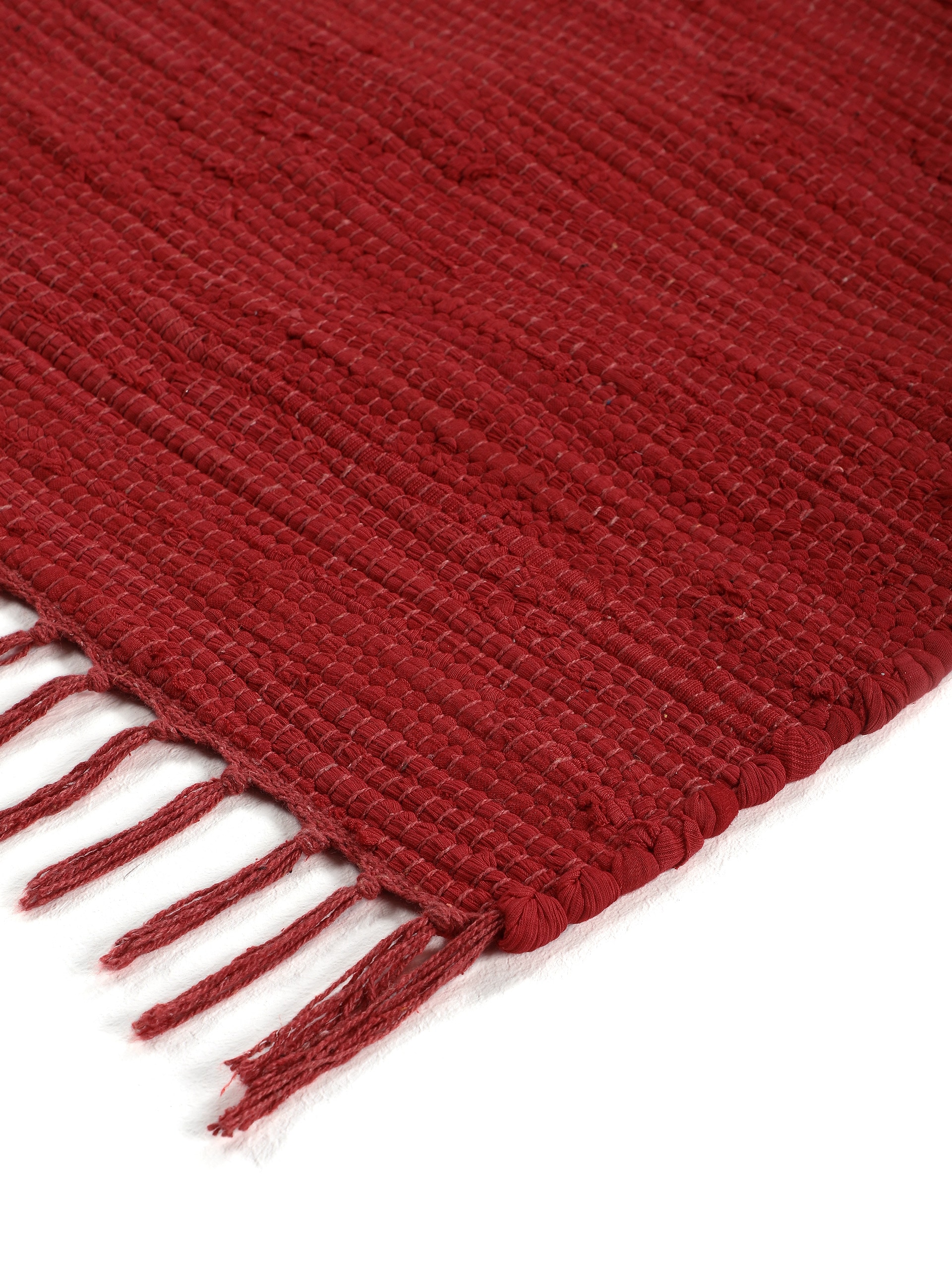 carpetfine Teppich »Kelim Chindi uni«, rechteckig, 5 mm Höhe, Wendeteppich, reine Baumwolle, handgewebt, Uni-Farben, mit Fransen