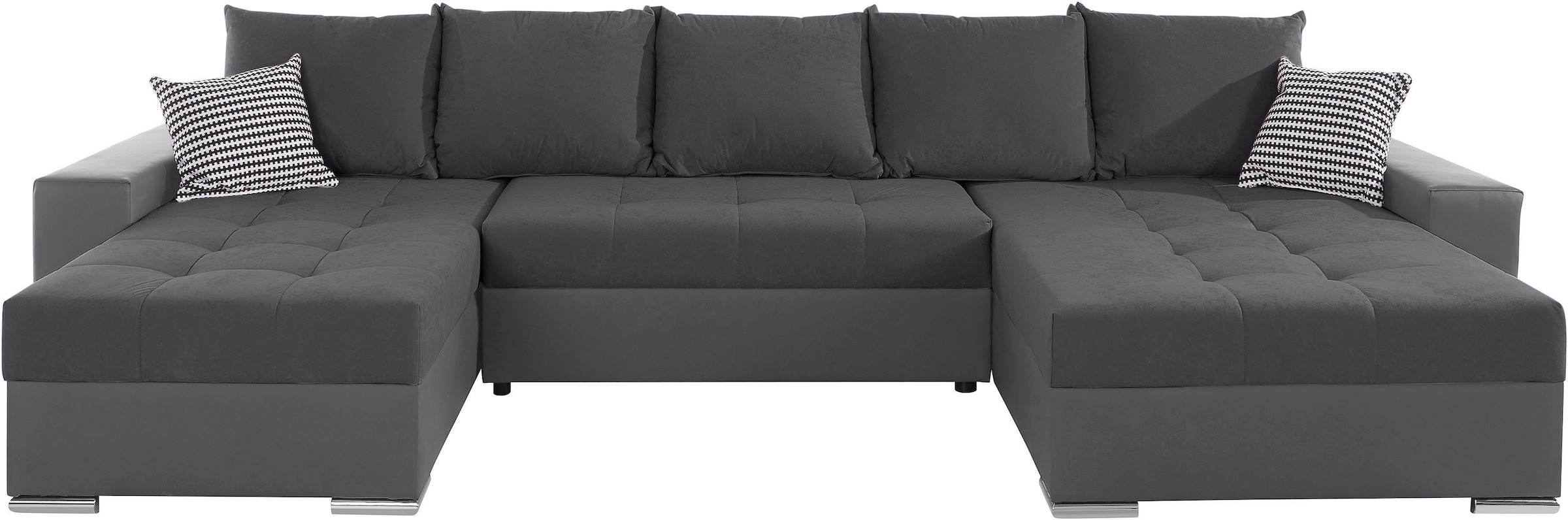 COLLECTION AB Wohnlandschaft »XXL-Josy U-Form, Breite 333 cm, mit 2 Recamieren 77 & 97 cm«, inkl. Bettfunktion, Bettkasten, mit 5 gleich großen Rückenkissen