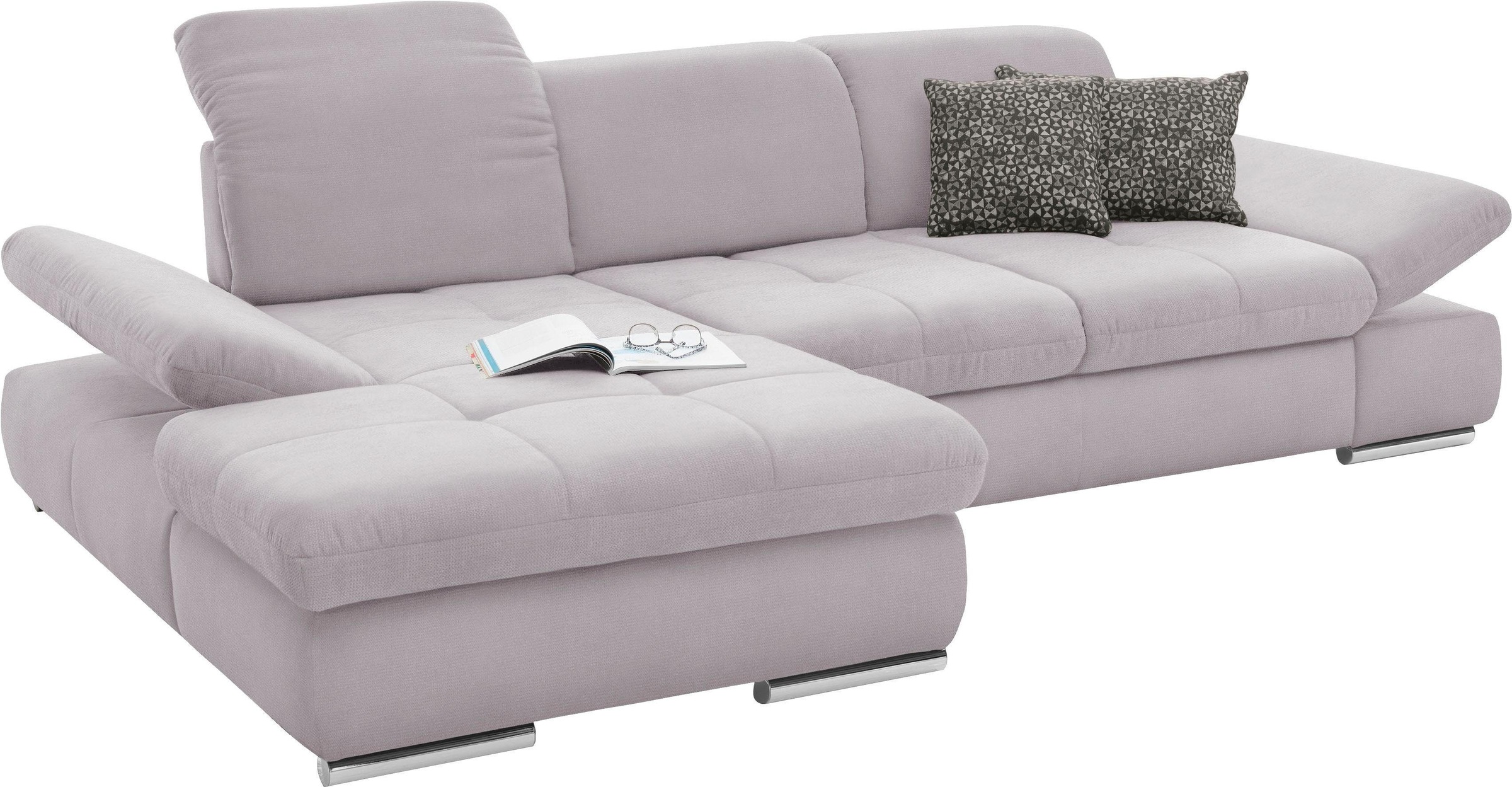 set one by Musterring Ecksofa »SO4100 V«, mit verstellbaren Kopfteilen, wahlweise mit Funktionen, Cord-Bezug