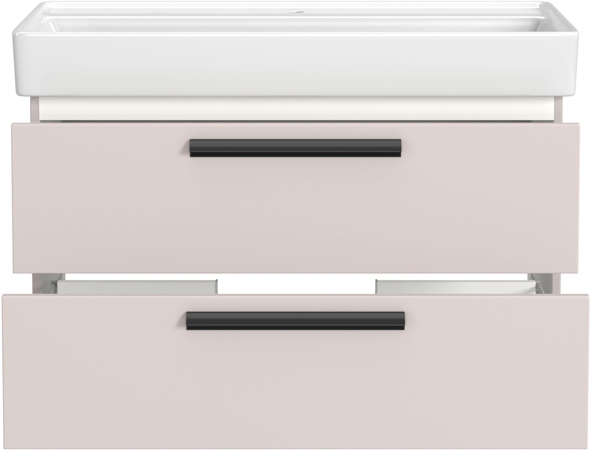 welltime Waschtisch »SALVADA, Softclose-Auszüge, Keramikbecken« Maße (B/T/H): 100/48/63 cm,  Kaschmir, Lochbohrung für eine Armatur, Anti-Finger-Print