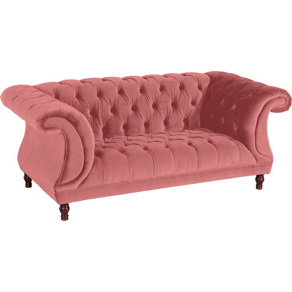 Max Winzer® Chesterfield-Sofa »Isabelle«, mit edler Knopfheftung & gedrechselten Füßen in Buche Nussbaum, Breite 200 cm