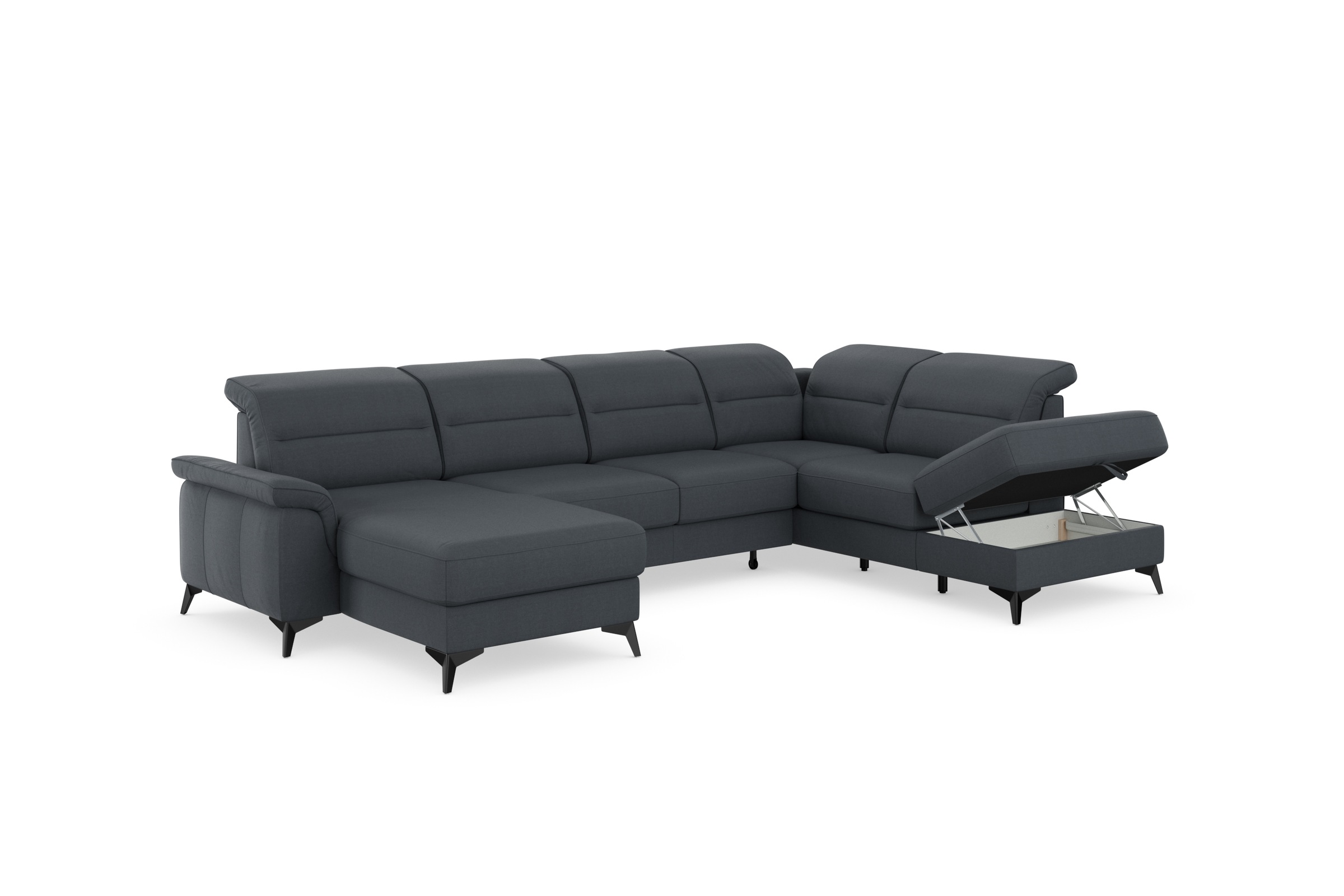 sit&more Wohnlandschaft »Sinatra U-Form«, optional mit Kopfteilverstellung und Armteilfunktion, Metallfüße