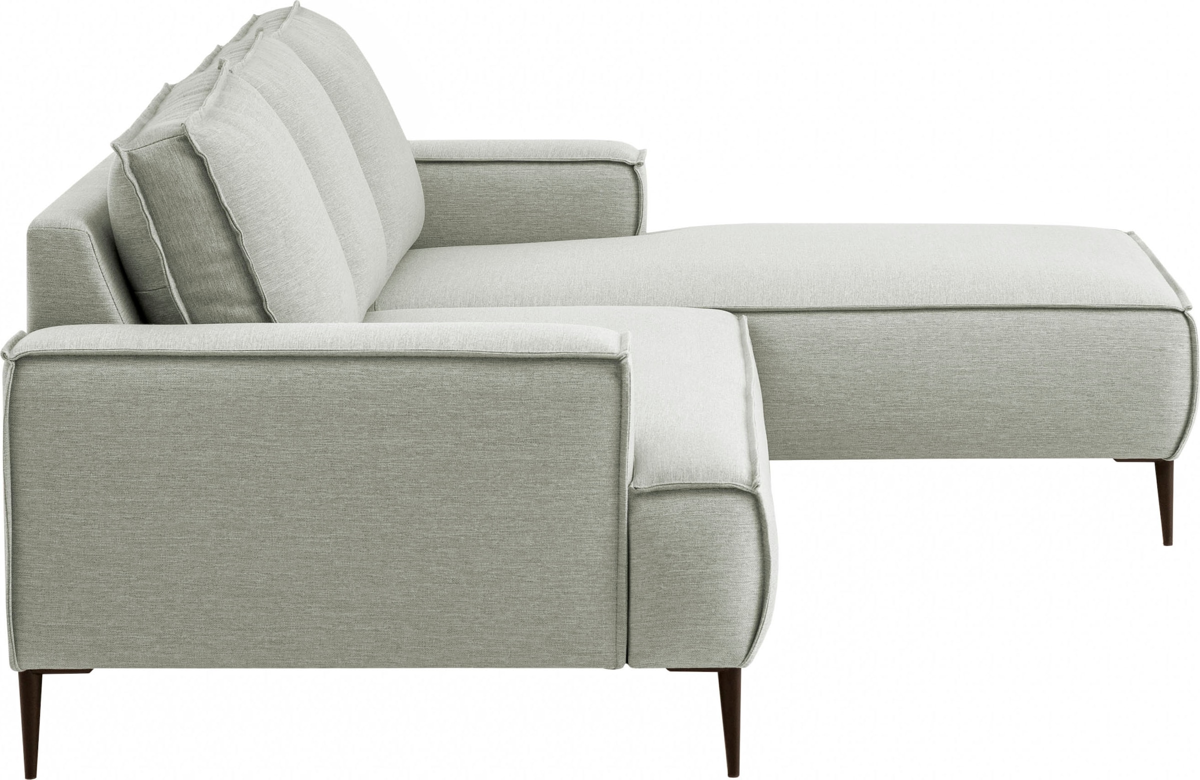 andas Ecksofa »TVINNU, L-Form, 275cm, in Cord und Flachgewebe«, wahlweise Recamiere rechts/links, schwarze Füße, bequemer Sitzkomfort