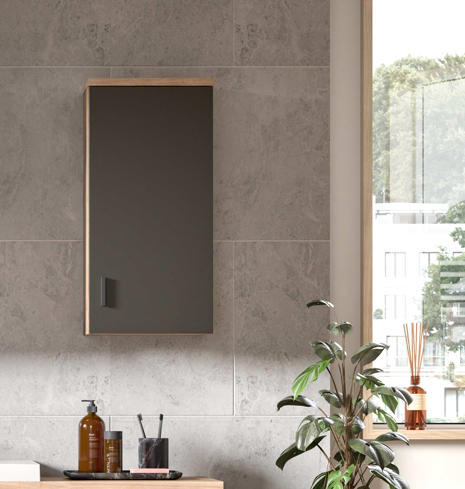 welltime Hängeschrank »Dolo, Breite 37 cm, 1 Tür (Türanschlag wechselbar), 1 Einlegeböden«, (1 St.), Badmöbel, Badschrank, Schrank, Wandschrank, Bad, Badezimmer