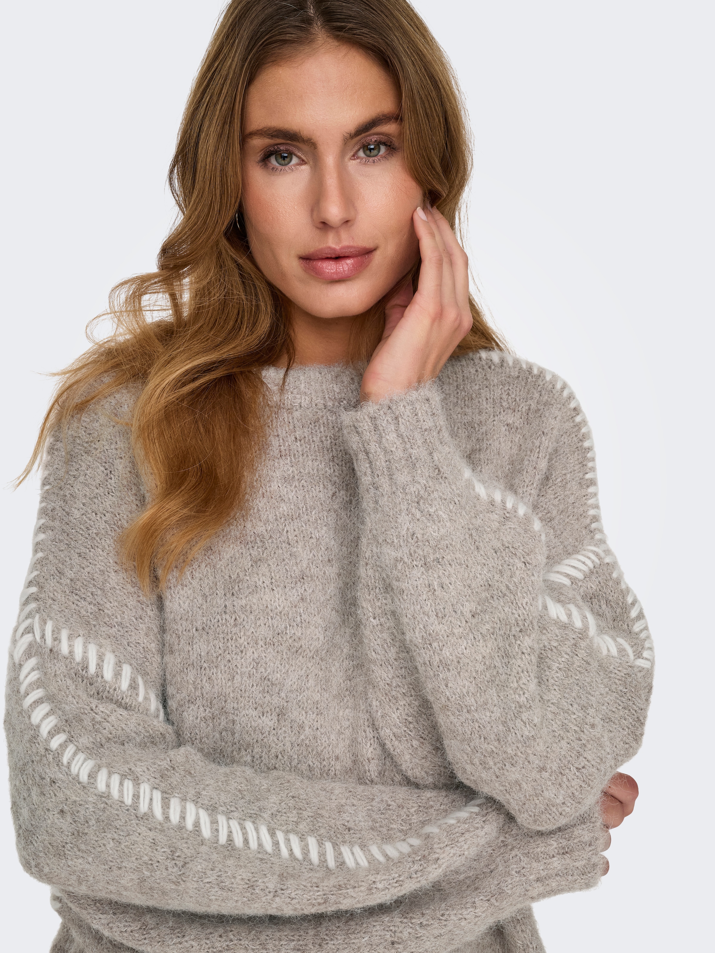 JDY Rundhalspullover »JDYZOEY LIFE L/S ON STITCH PULL KNT NOOS« mit dekorativen Ziernähten