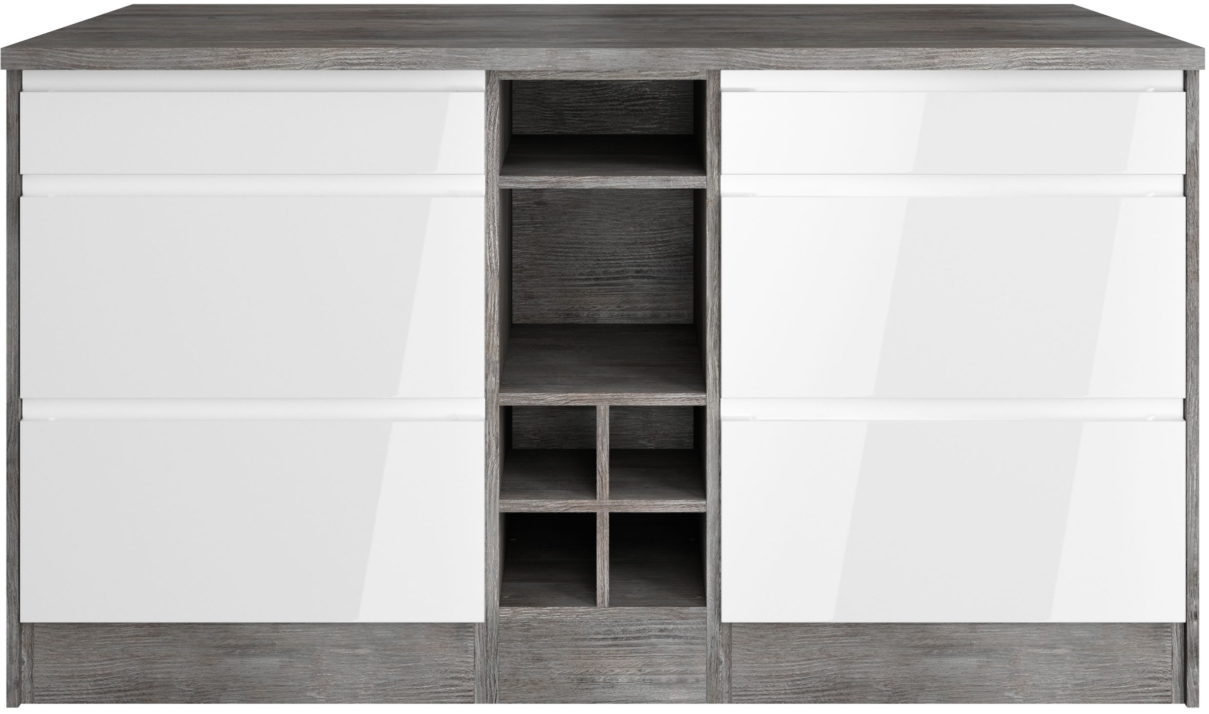 KOCHSTATION Kücheninsel »KS-Virginia« Breite 153 cm, MDF-Fronten, Flaschenr günstig online kaufen