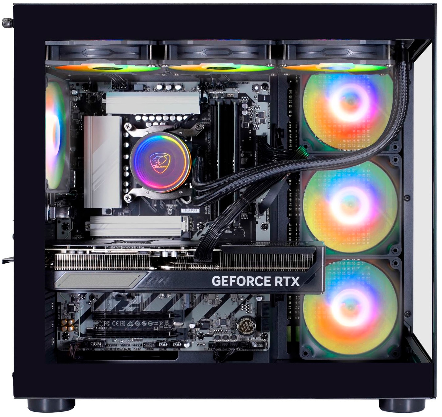 Cougar Gaming-PC-Komplettsystem »MegaDeal FV150 BK 2846 Core Ultra 5 245KF 32GB DDR5 1TB SSD RTX 5070« 34 ″ Intel® Core Ultra 5 GeForce RTX? 5070 32 GB RAM 1.000 GB SSD Windows 11, DDR5 RAM + MSI MAG 342CQR E2 Curved Monitor 86cm (34")