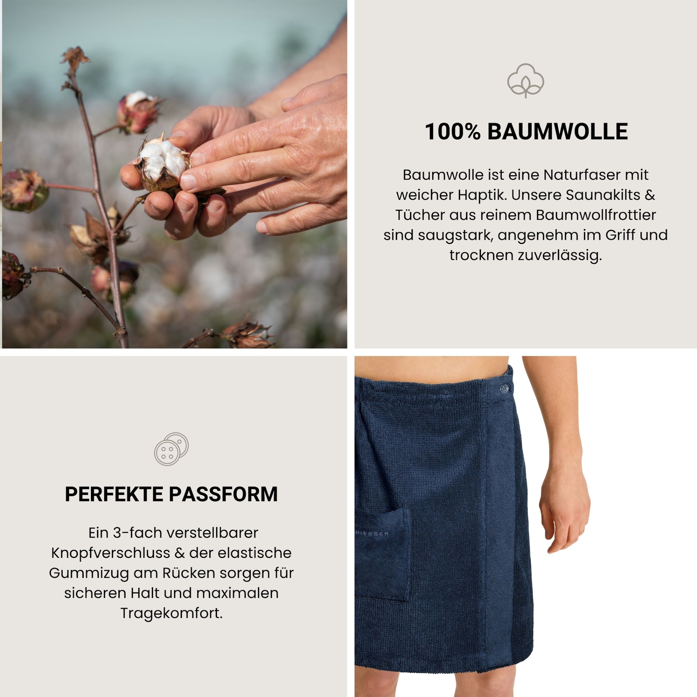 Schiesser Sarong »Saunakilt Turin für Herren in angesagter Reiskornoptik«