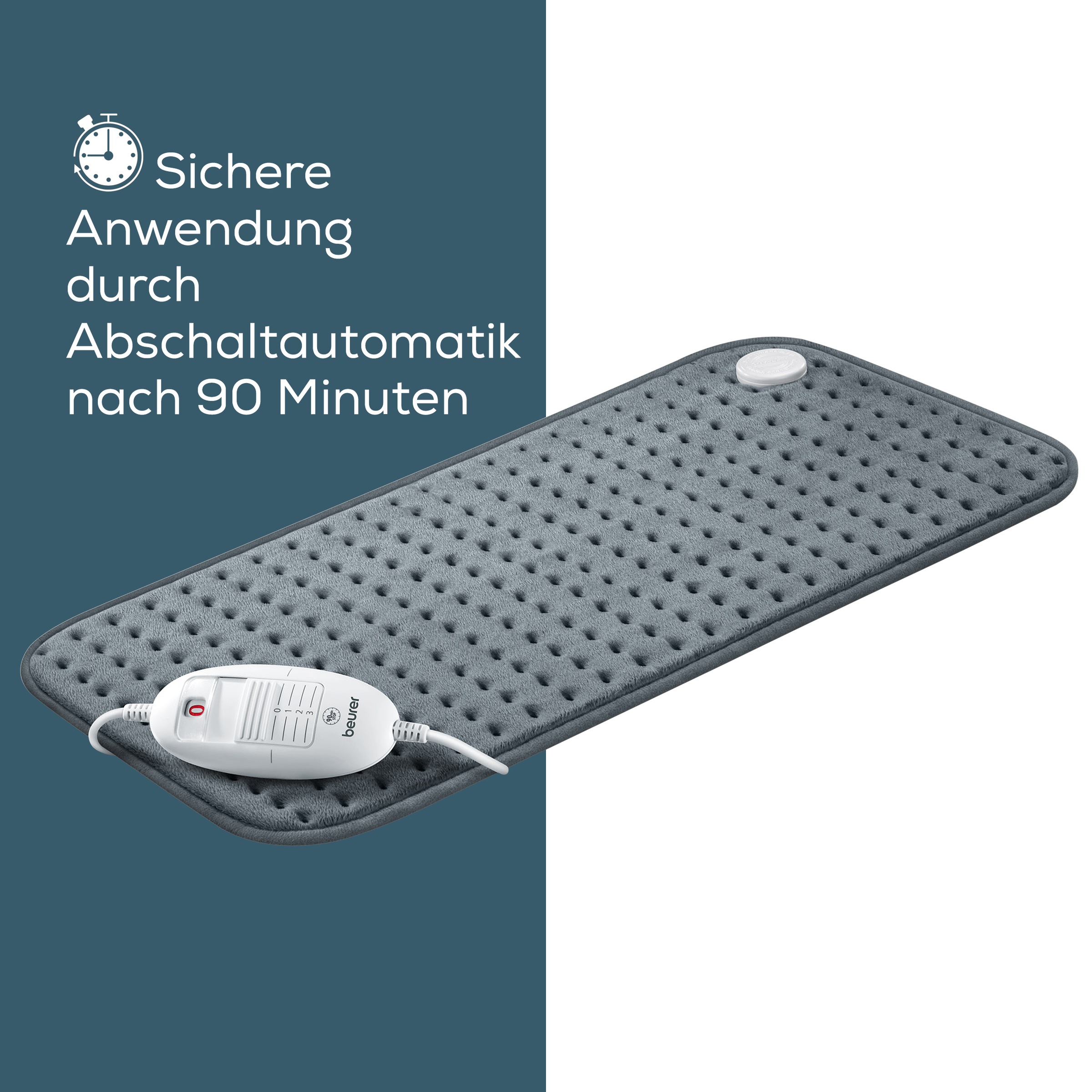 BEURER Heizkissen »HK 123 XXL Format für kuschelige Wärme, 60 x 30 cm«, Mit 3 Temperaturstufen, maschinenwaschbar bis 30°C, Schnellheizung
