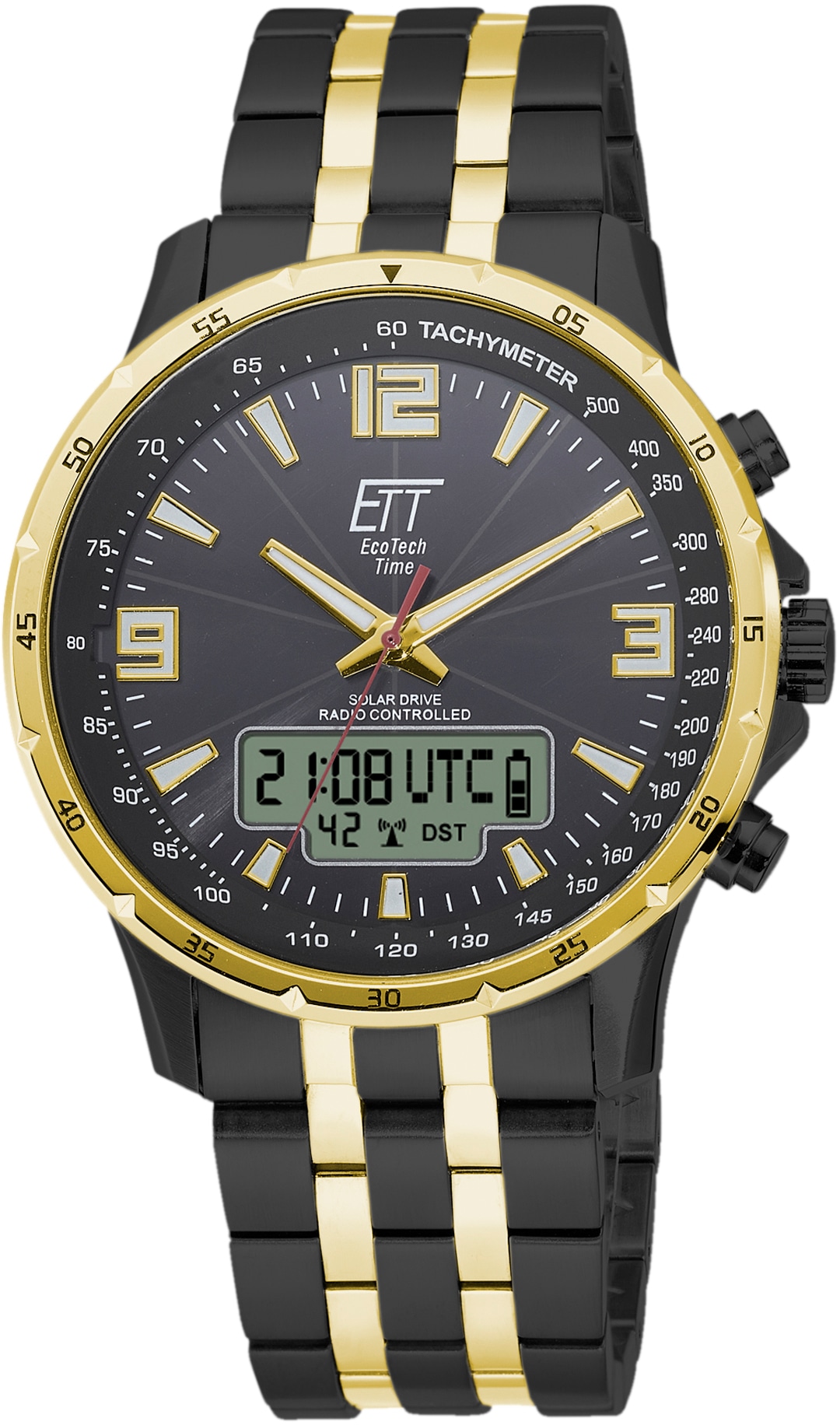 ETT Funkchronograph »Arctica«, Armbanduhr, Herrenuhr, Stoppfunktion, Datum, Solar, Edelstahlarmband