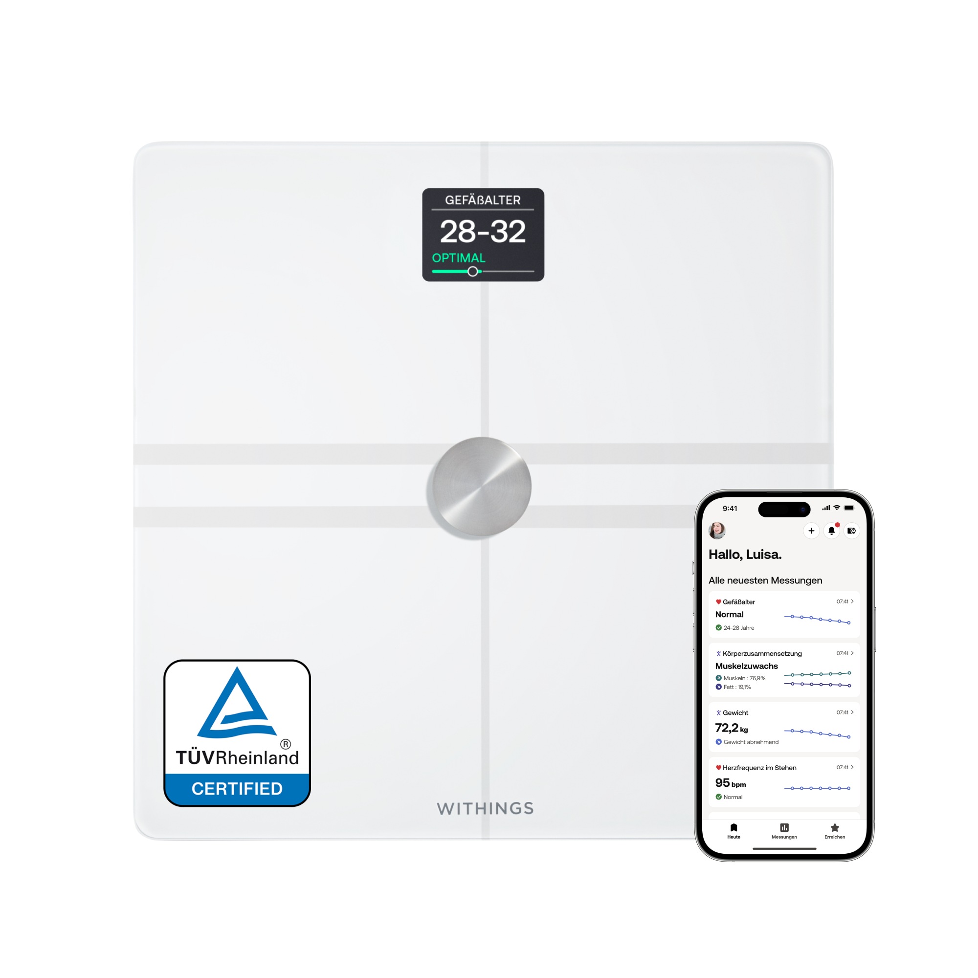 Withings Personenwaage »Body Comp, WLAN- oder Bluetooth-Konnektivität«, spezielle Modi für Schwangerschaft, Babys und Athleten
