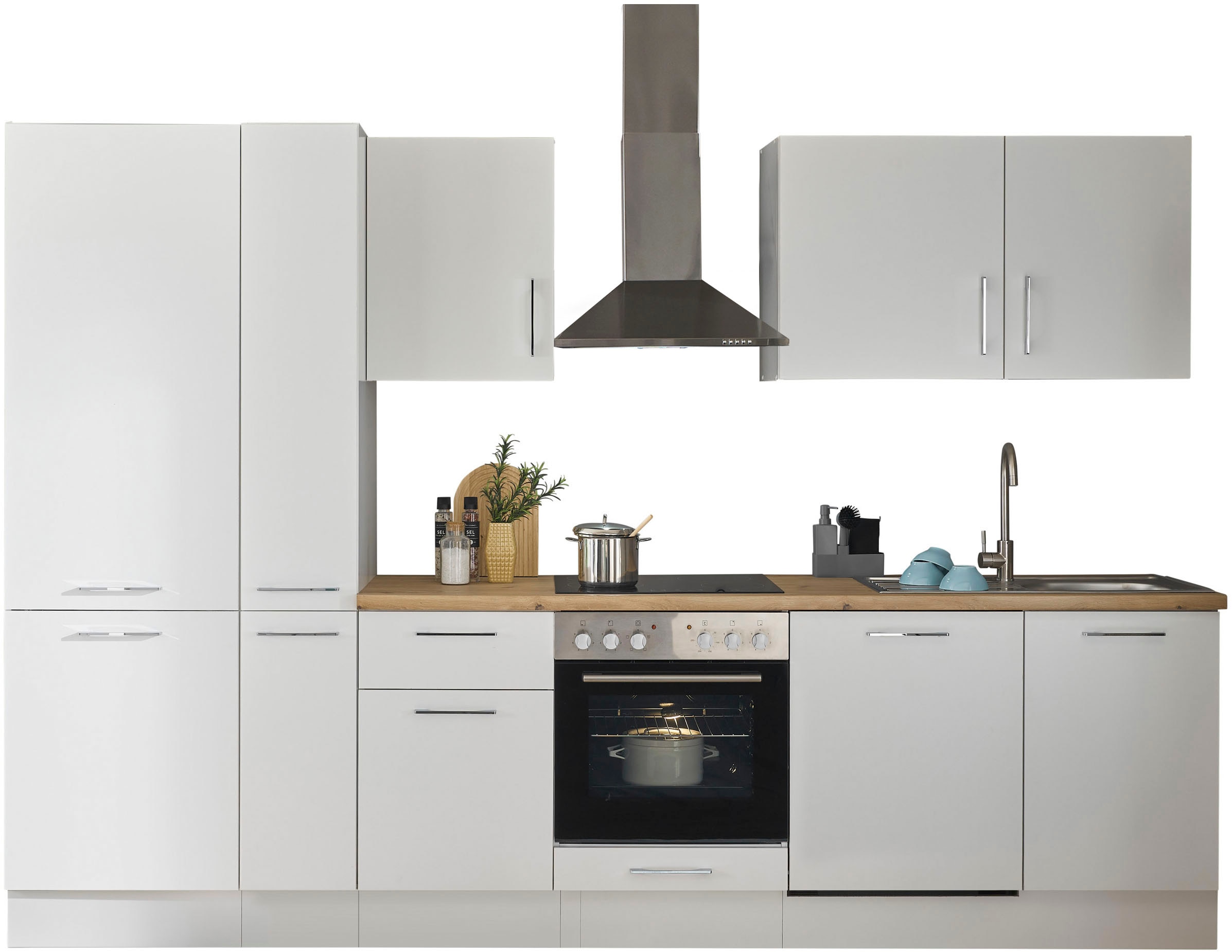 BASIC by Balculina Küchenzeile »Turin« Breite 310 cm, wahlweise mit E-Geräten