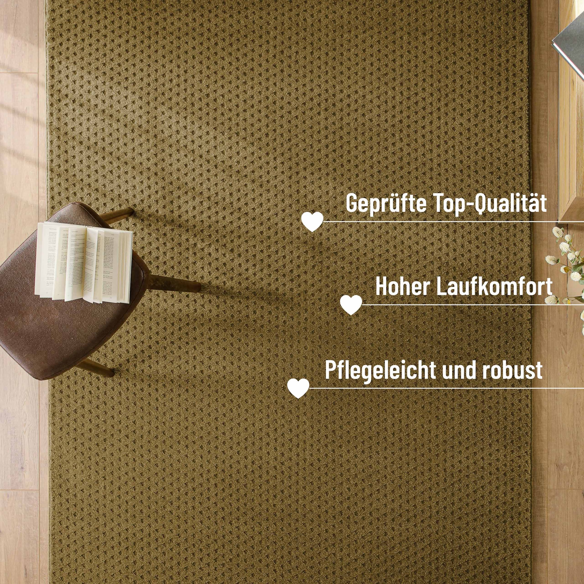 Wecon home Teppich »Castello THREE« rechteckig 7 mm Höhe Schurwolle, Kurzflor mit Hoch-Tief-Effekt, Wohnzimmer, Punktmuster