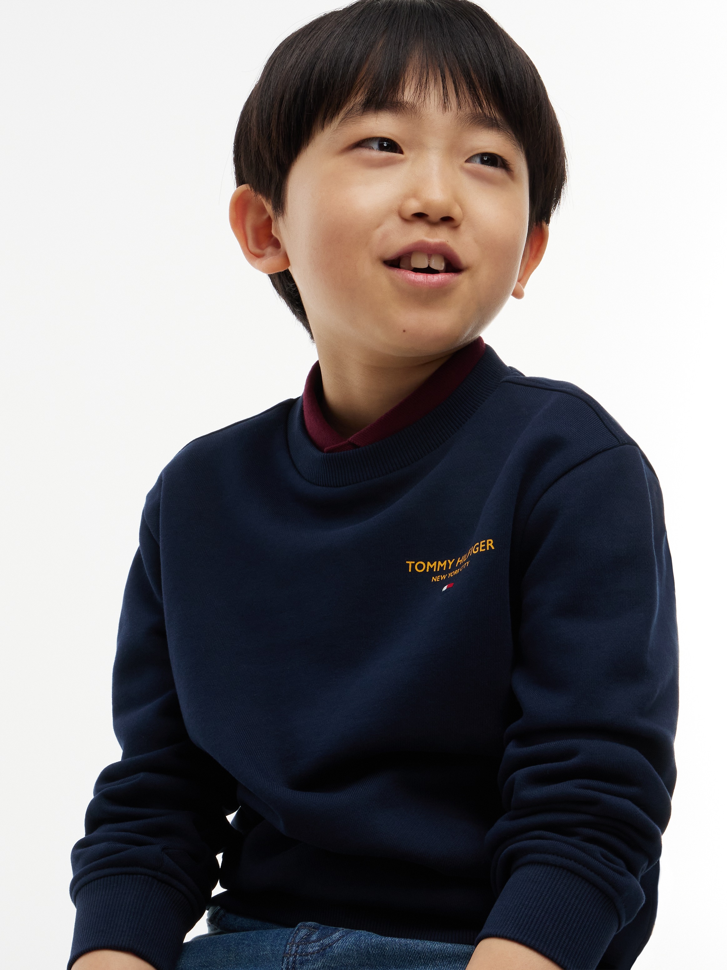 Tommy Hilfiger Sweatshirt »ESSENTIAL LOGO SWEATSHIRT«, Rundhalsausschnitt, Regular Fit, Logoschriftzug, Kinder bis 16 Jahre
